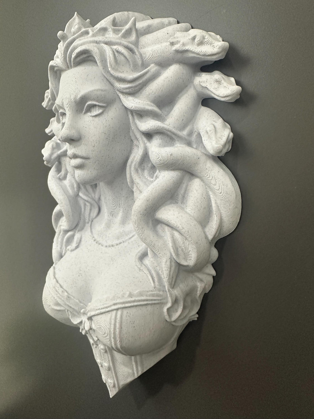 Medusa Empress Relic Wall Sculpture - Greek Mythology Wall Art - Mythic Gorgon Bust Decor - Stone Style 3d Print 9x6x2
