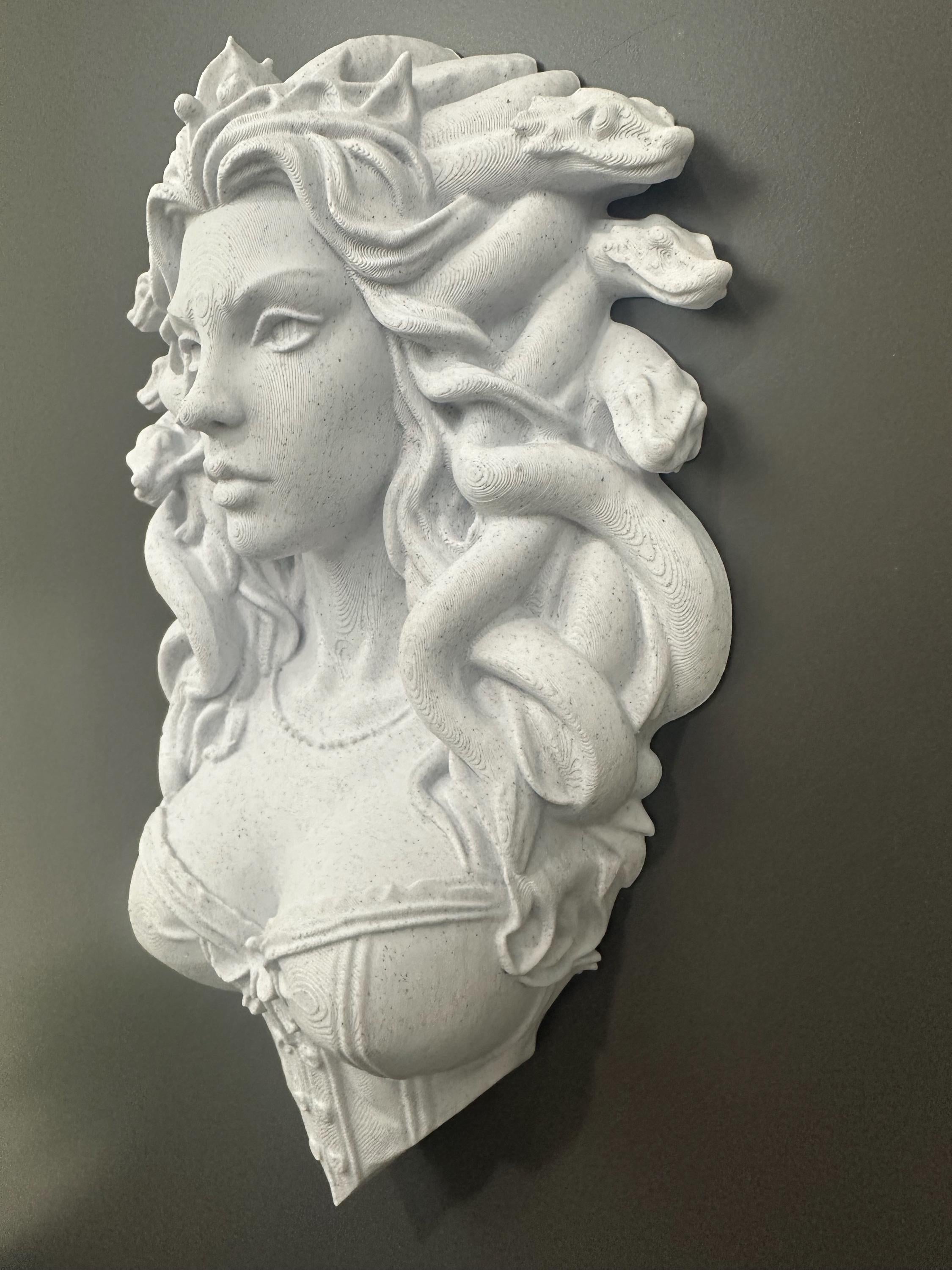 Medusa Empress Relic Wall Sculpture - Greek Mythology Wall Art - Mythic Gorgon Bust Decor - Stone Style 3d Print 9x6x2