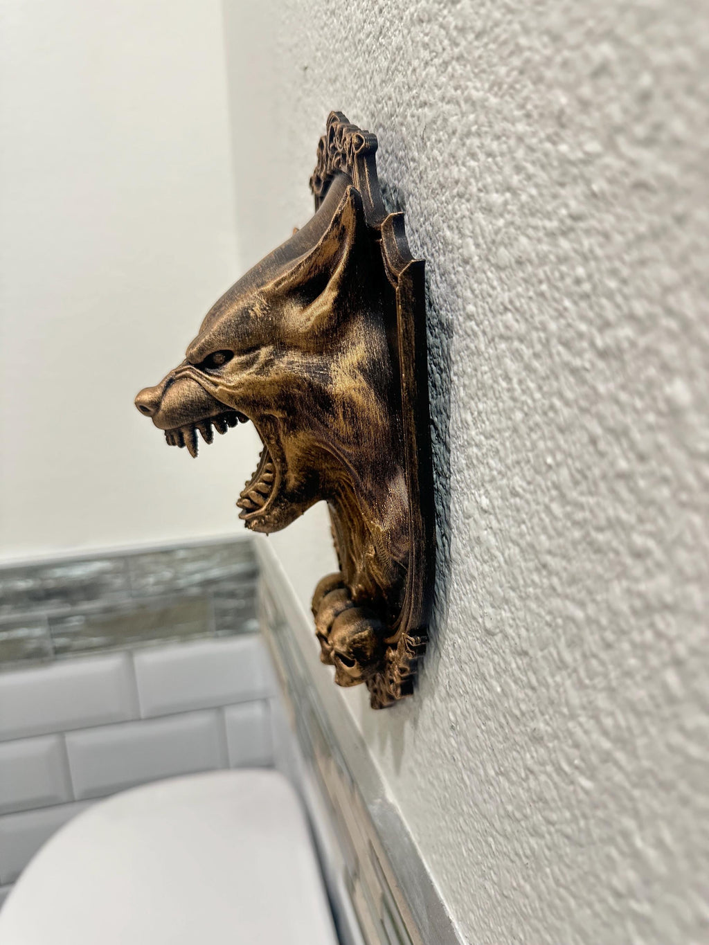 Werewolf Wall Mount - Gothic Wolf Head Wall Decor - Horror Home Art - Dark Fantasy Wall Plaque - Hand Painted
