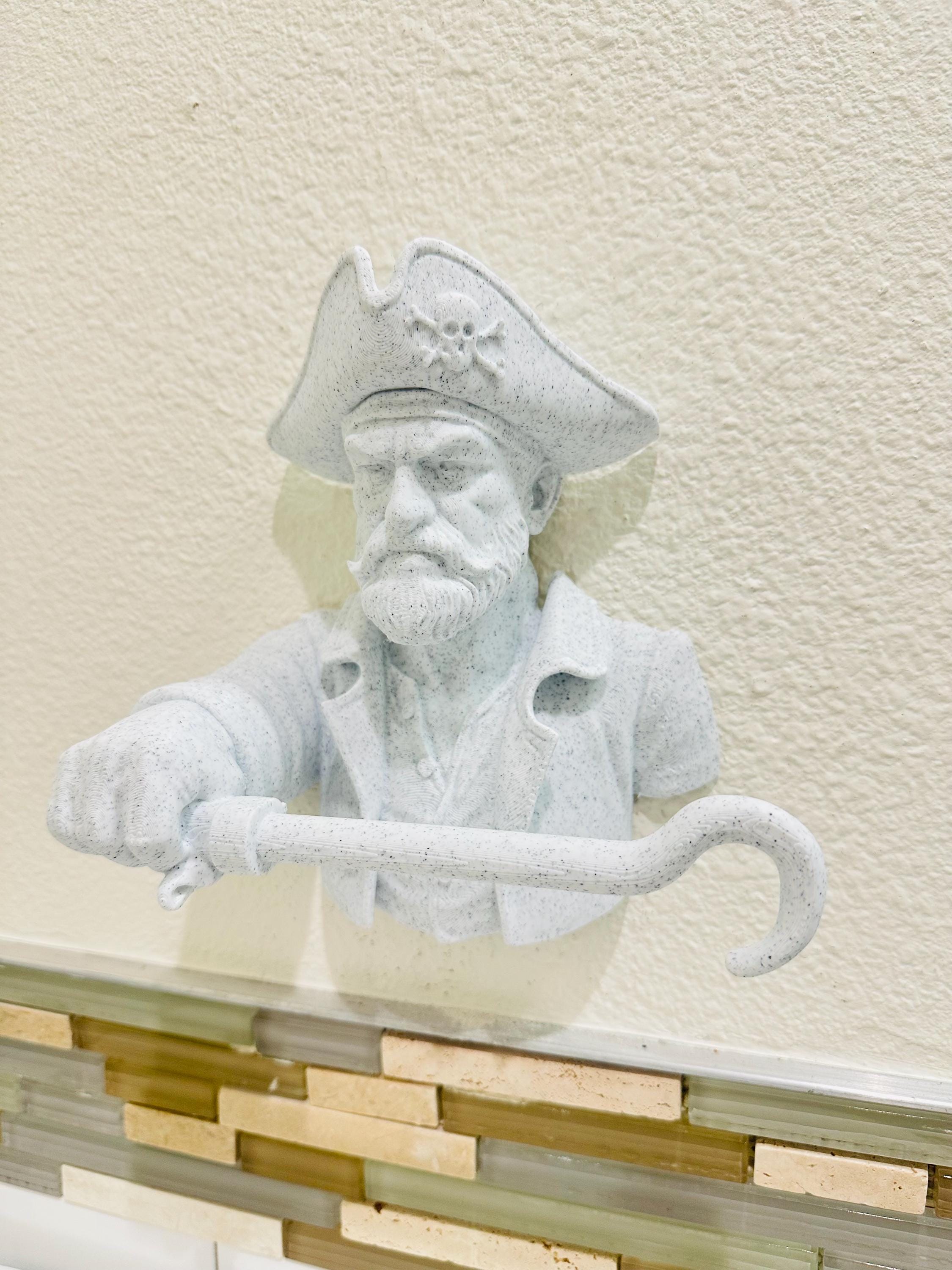 Pirate Hand Towel Holder - Nautical Bathroom Decor - Coastal Wall Sculpture - Maritime Beach House Decor