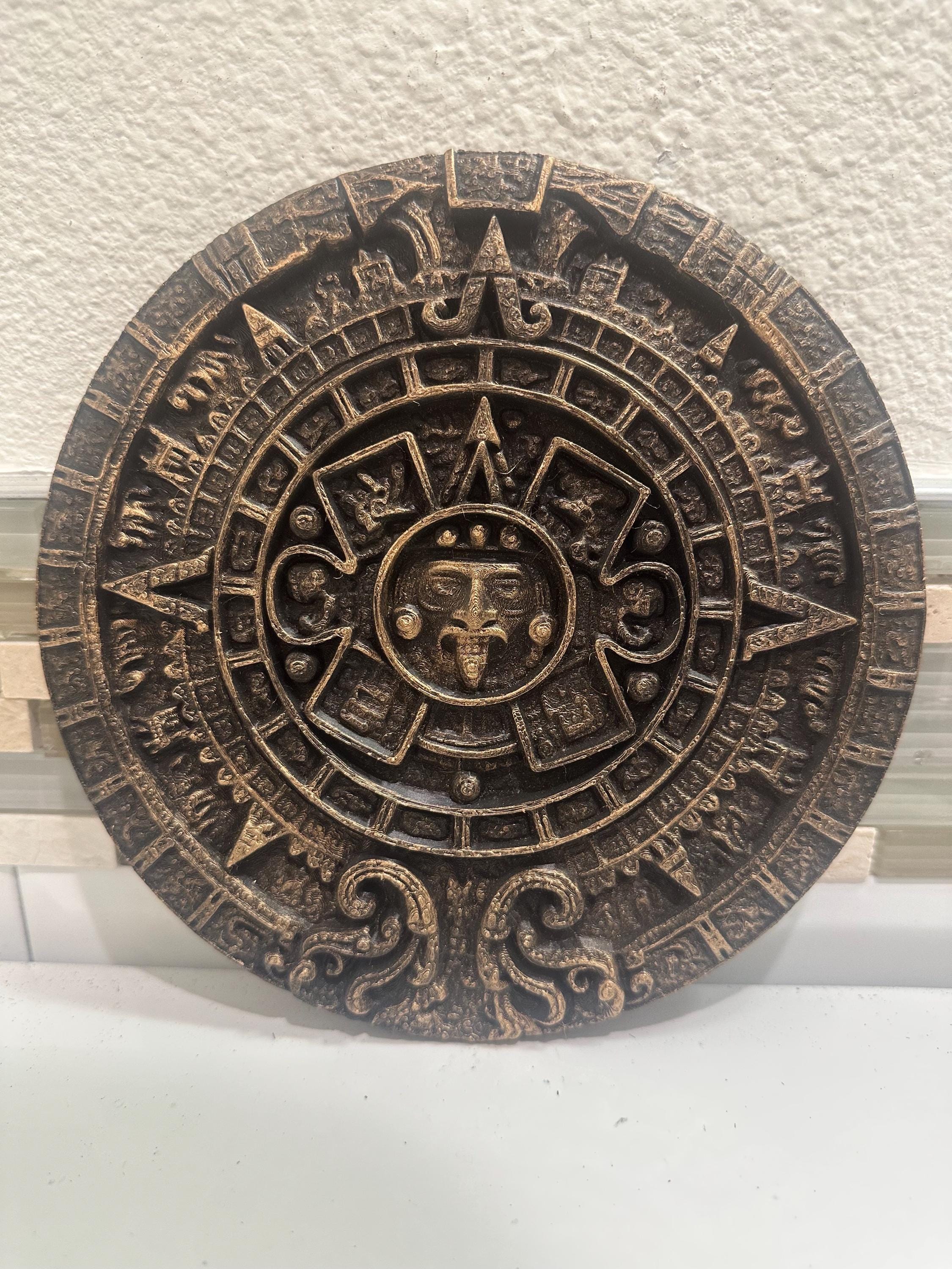 8” x 8” Mayan Calendar Aztec Ancient Civilization 3d Relief Antique Relief Round Wall Art Home Decor Plaque Hanging Sculpture Statue