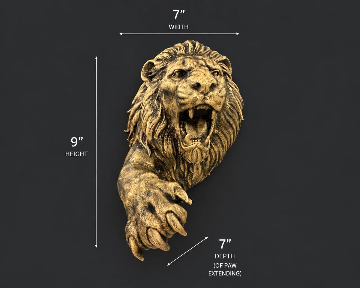 Roaring Lion Head Wall Sculpture
