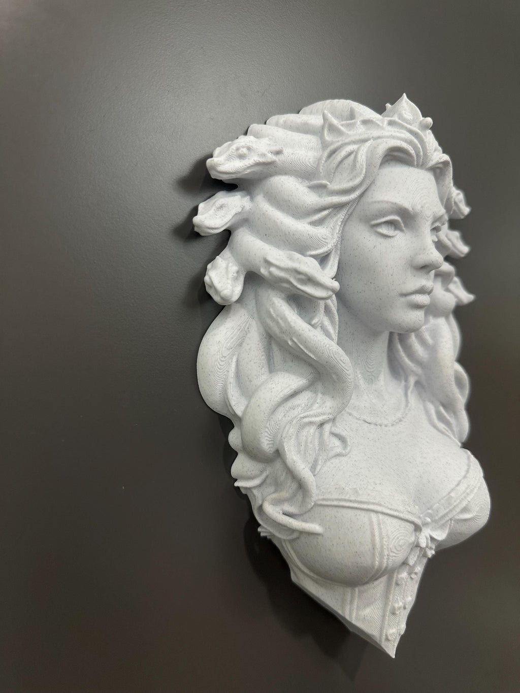 Medusa Empress Relic Wall Sculpture - Greek Mythology Wall Art - Mythic Gorgon Bust Decor - Stone Style 3d Print 9x6x2