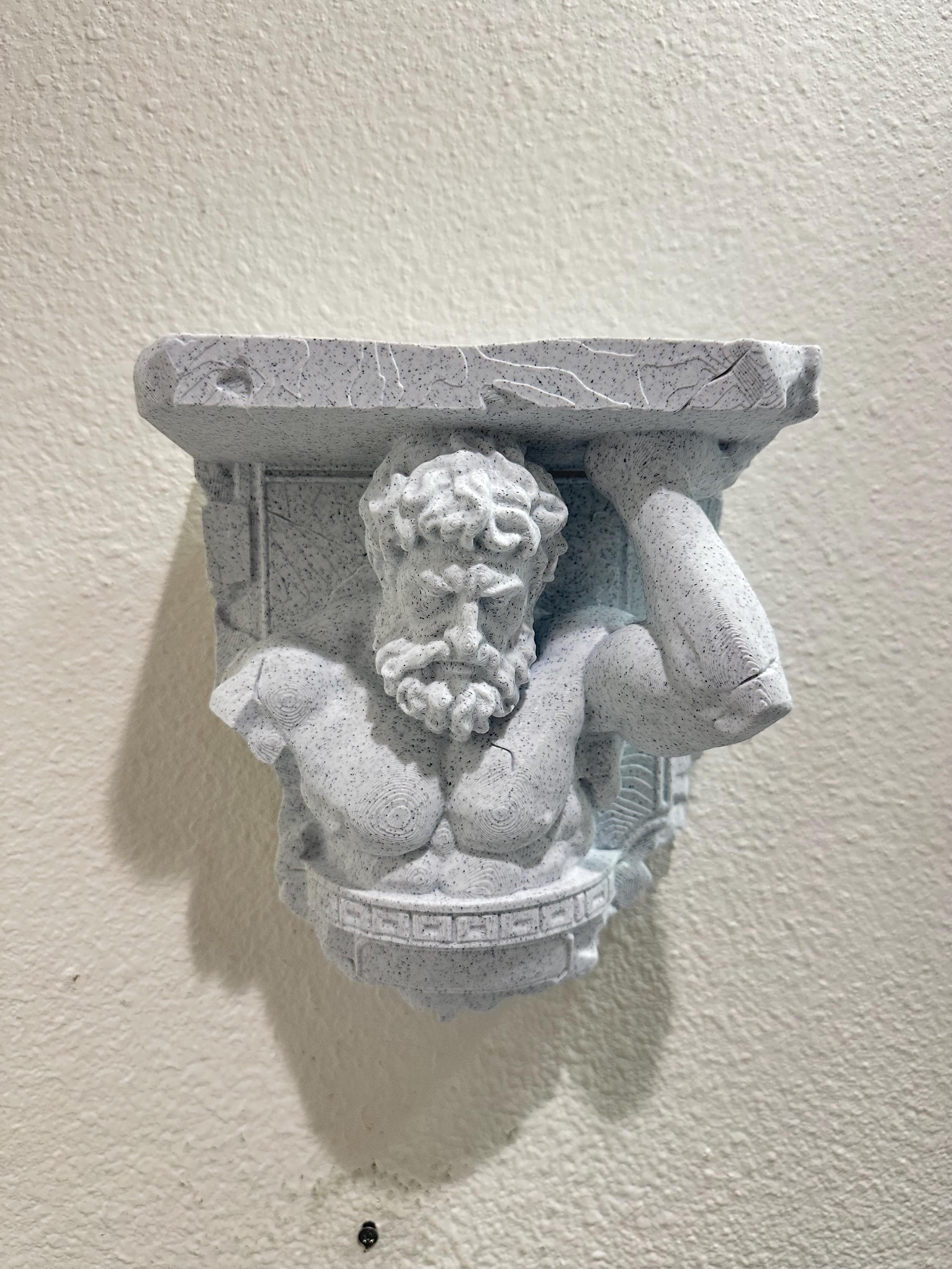 Atlas Titan Wall Shelf Bracket | Greek Statue Shelf Support | Stone Style Decor | Mythology Wall Mount | Ancient Relic Sculpture 8”
