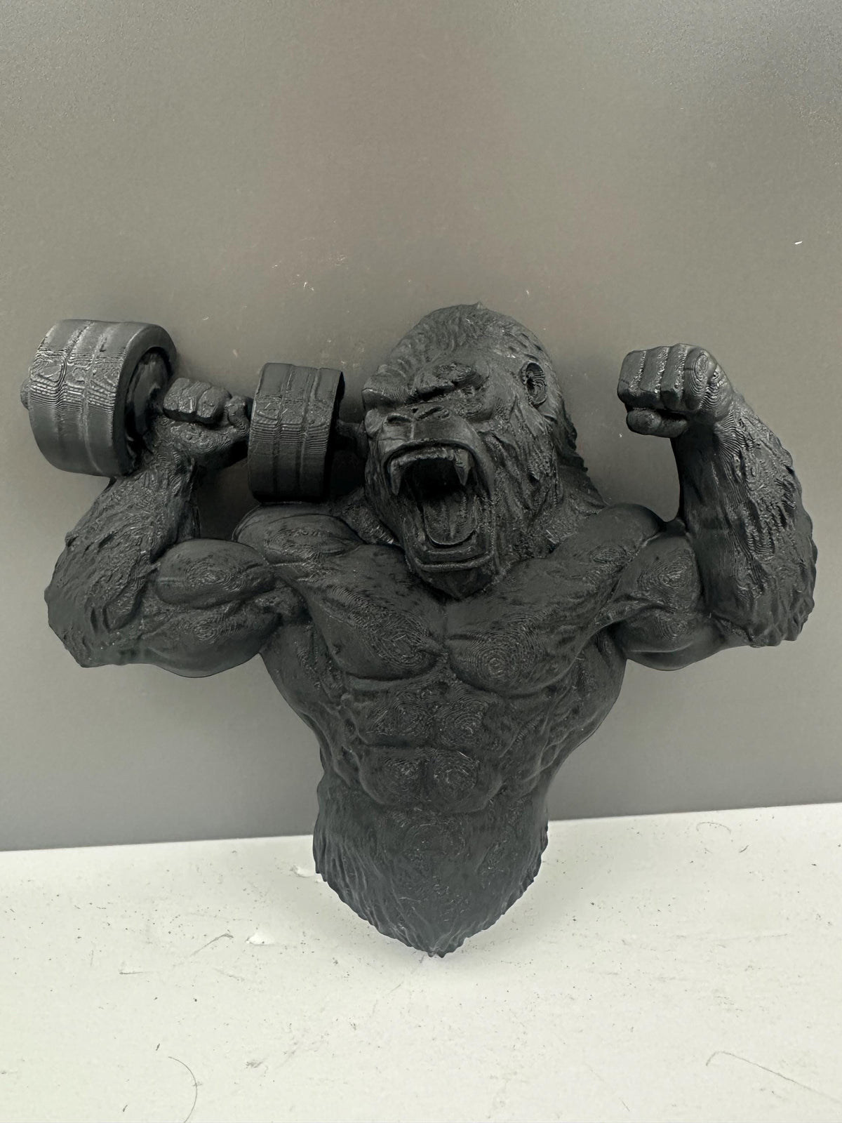 Flexing Gorilla Wall Mount with Dumbbell