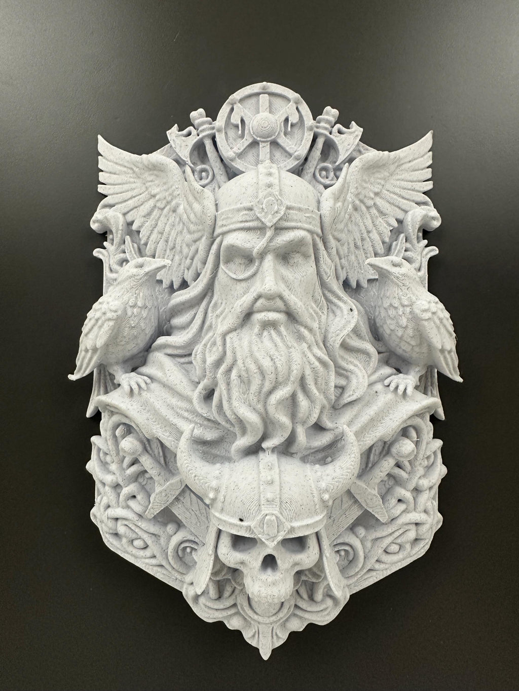 Odin Raven Wall Sculpture - Viking Norse God Wall Decor - Nordic Raven Plaque - Gothic Viking Wall Art - Odin Ravens Huginn Muninn Decor 9”