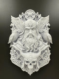 Odin Raven Wall Sculpture - Viking Norse God Wall Decor - Nordic Raven Plaque - Gothic Viking Wall Art - Odin Ravens Huginn Muninn Decor 9”