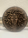 Medusa Head Of Snakes Wall Plaque 8” x 8” Greek Mythology Relief Sculpture Gothic Art Gorgon Round Home Decor Plaster