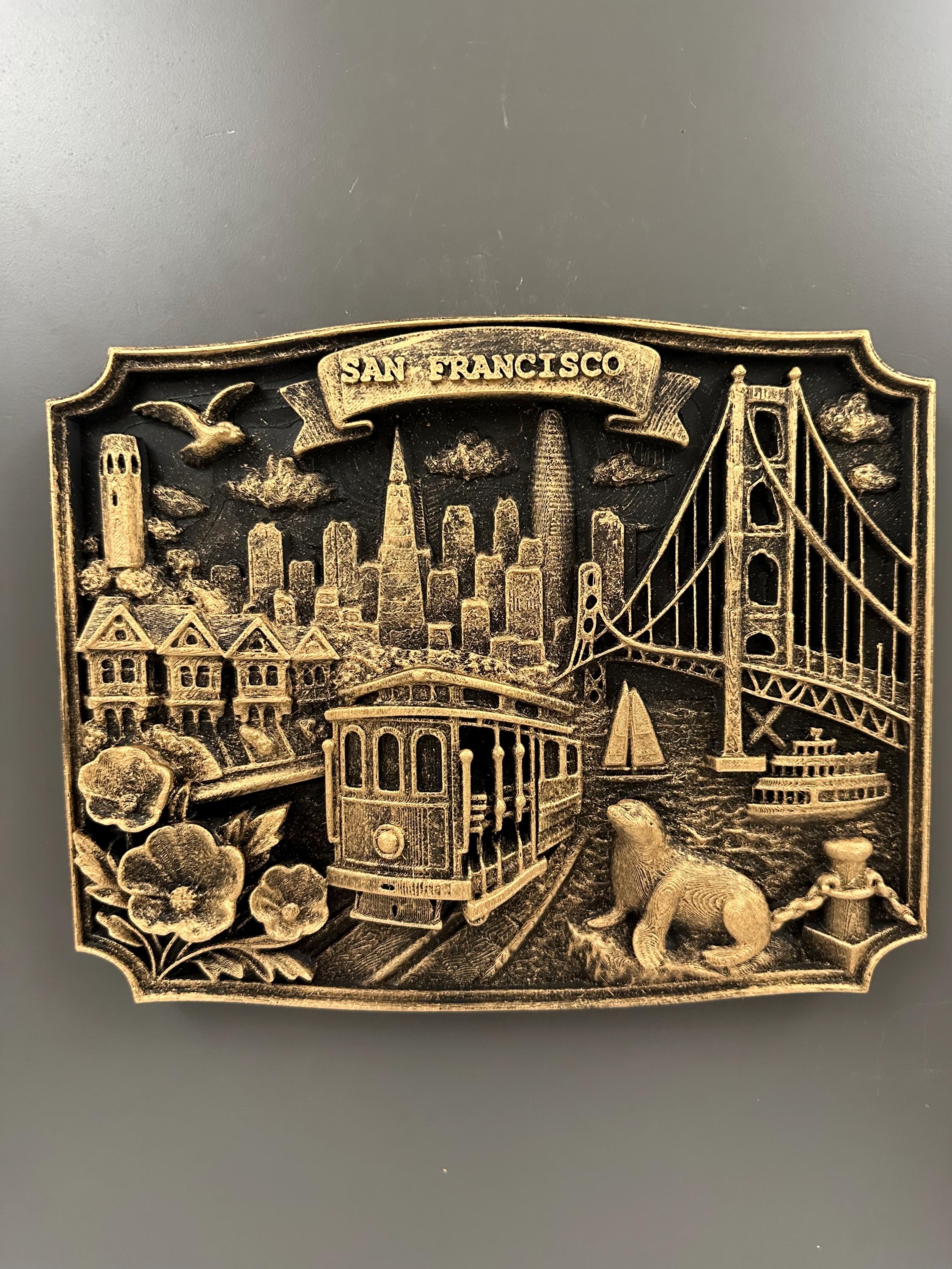 San Francisco Skyline Wall Art - Golden Gate Bridge Cable Car Sculpture - SF Cityscape Wall Hanging - California Travel Gift, Bay Area Decor