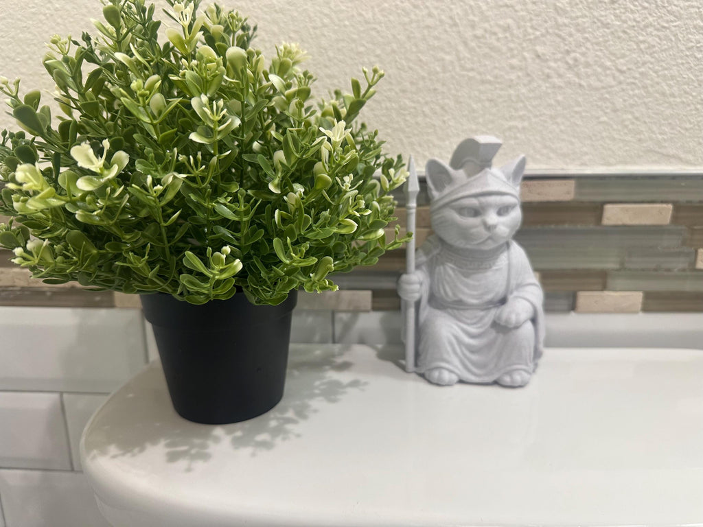 6” Roman Cat With Spear Ancient Greek Gladiator Statue Figurine - Unique Cat Lover Gift Home Desk Decor Figure