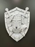 Medieval Crusader Templar Knight Shield Wall Decor - Armor Plaque - Warrior Shield Mounted Sculpture - Stone Stone 9x7x3”