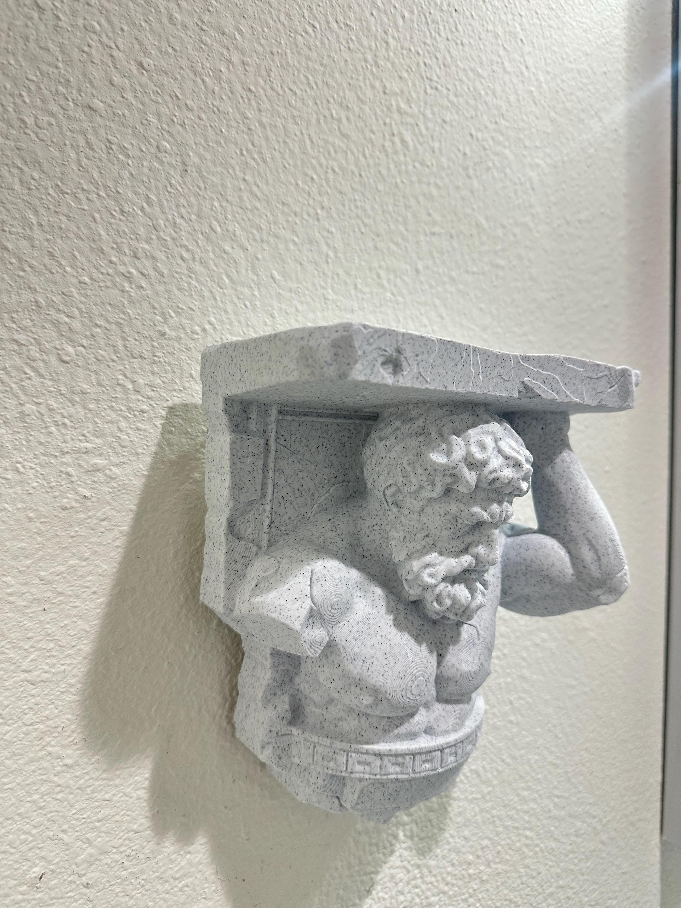 Atlas Titan Wall Shelf Bracket | Greek Statue Shelf Support | Stone Style Decor | Mythology Wall Mount | Ancient Relic Sculpture 8”