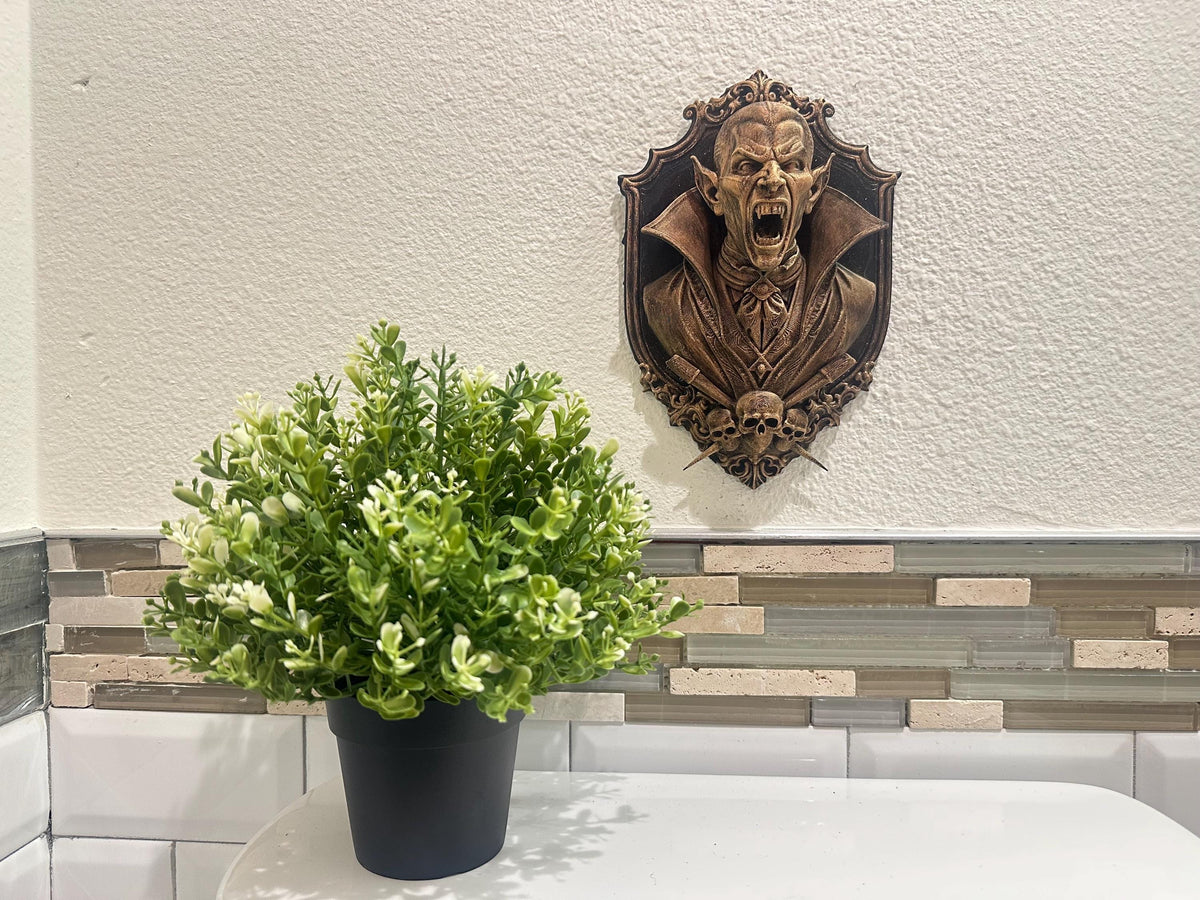 Gothic Vampire Head Wall Plaque