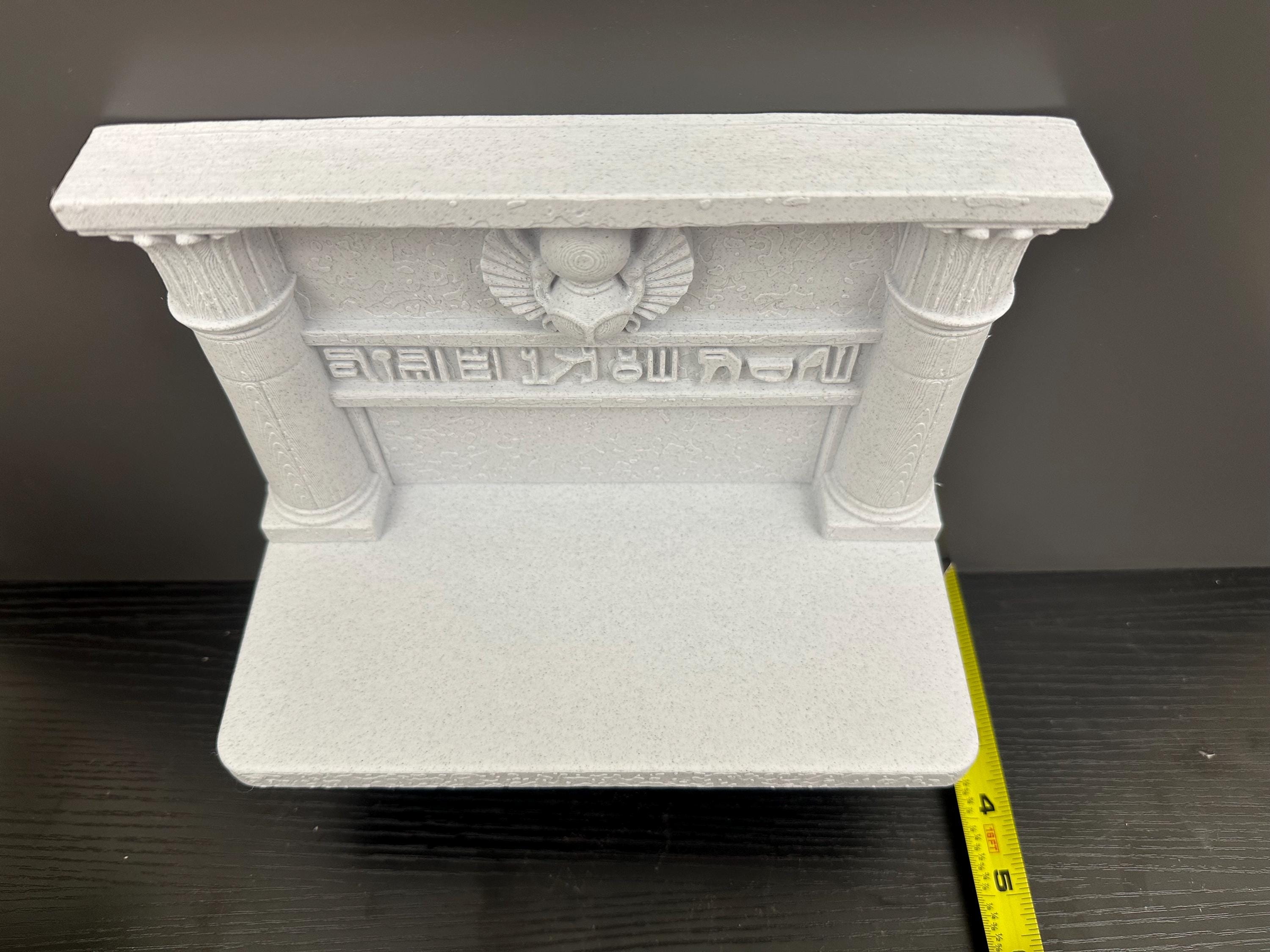 Egyptian Scarab Wall Shelf - Anxient Heiroglyph Stone Style Decor - Pharaoh Temple Display Shelf 9x9x4”