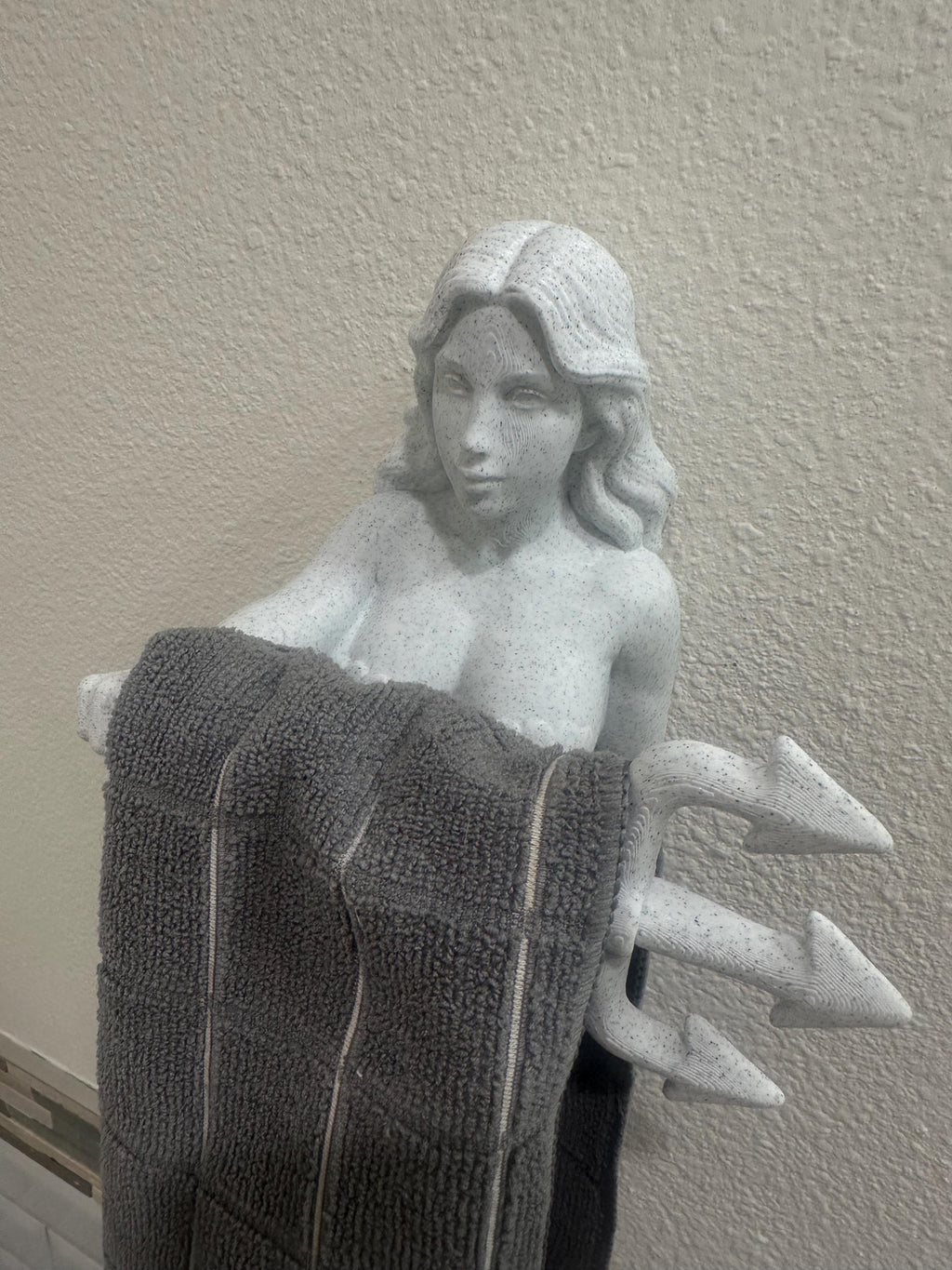 Mermaid Hand Towel Holder - 3D Wall Mount Hanging Sculpture Art 9” - Ocean Fantasy Home Decor - Mythical Beach Coastal - Trident Hook