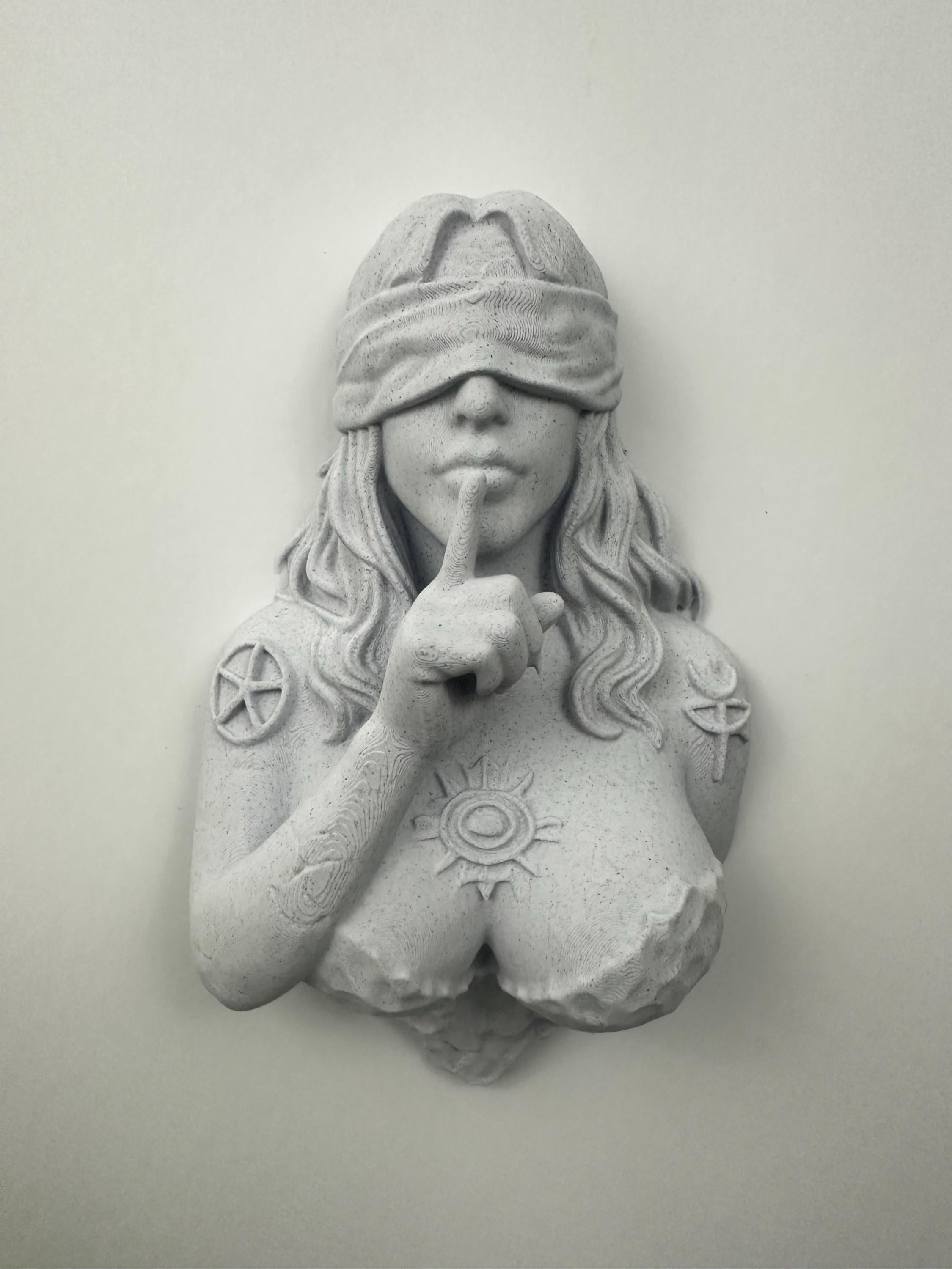 Blindfolded Oracle Wall Sculpture - Gothic Mythology Decor - Mystic Woman Bust Art - Occult Wall Hanging - Dark Fantasy Home Decor 9x6x3