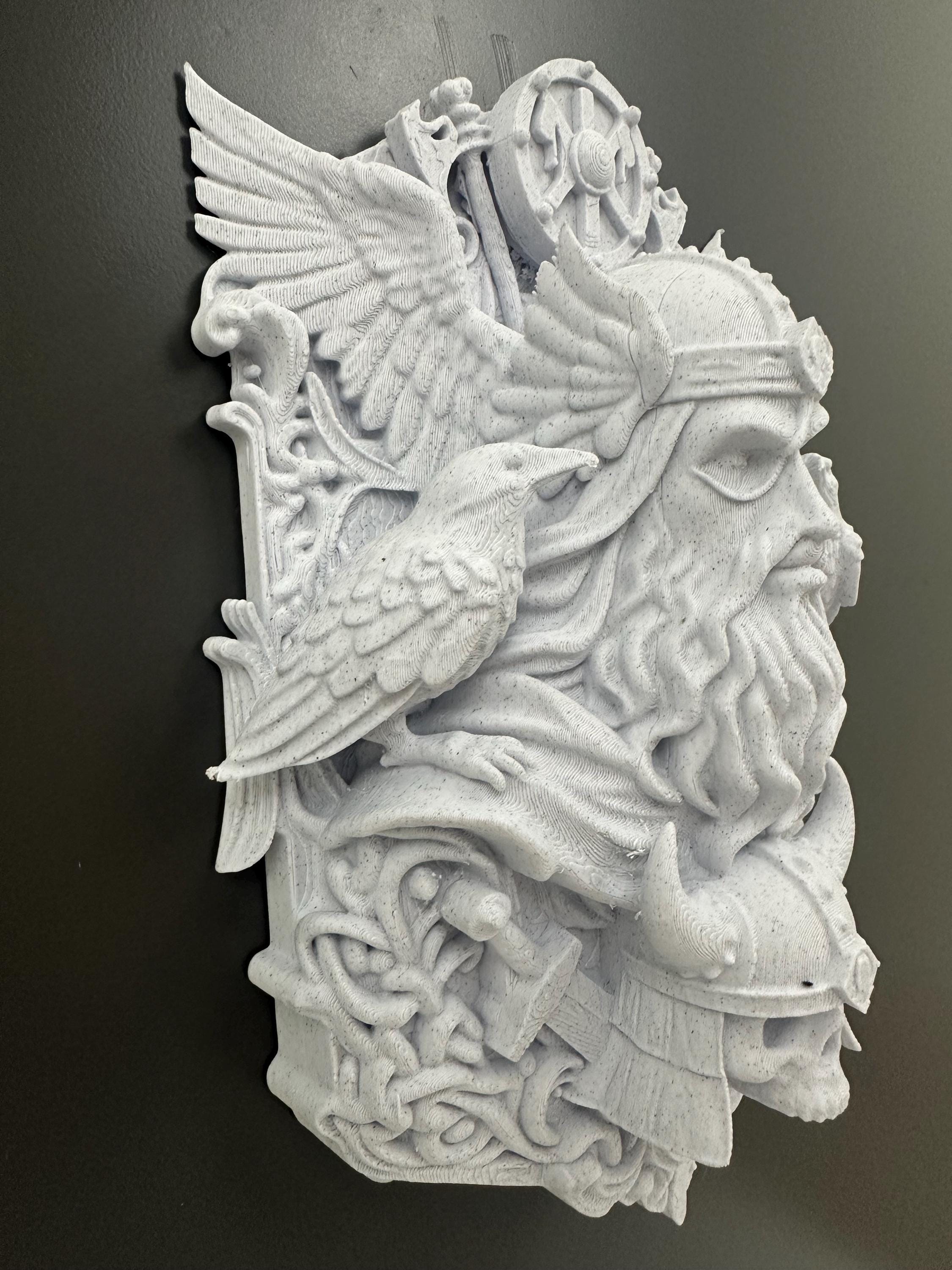 Odin Raven Wall Sculpture - Viking Norse God Wall Decor - Nordic Raven Plaque - Gothic Viking Wall Art - Odin Ravens Huginn Muninn Decor 9”
