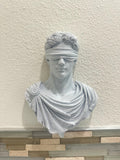 Blindfolded Classical Statue Bust - Greek Roman Sculpture - Modern Art Decor - Mythology Home Accent - Unique Philosophy Art 9”