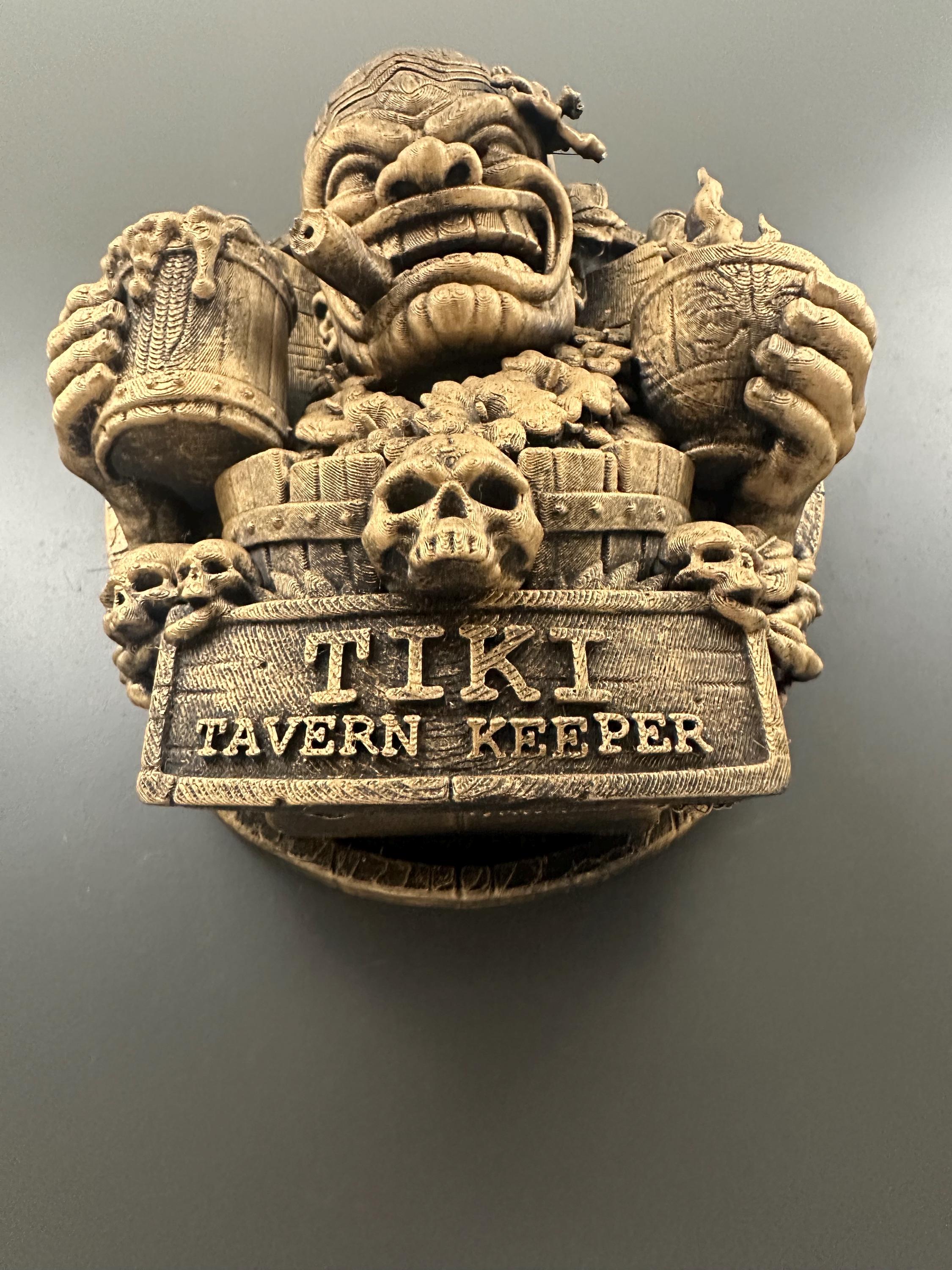Tiki Tavern Keeper Wall Sculpture, Hand Painted Tiki Bar Decor, Hawaiian Luau Wall Art, Home Bar Sign, Man Cave Gift, Tropical Wall Hanging