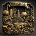 Las Vegas Wall Art Sculpture, Antique Gold Casino Decor, Poker Room Wall Plaque, Man Cave Bar Sign, Vegas Skyline Gift for Gamblers