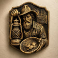 Gold Miner Wall Sculpture - Western Prospector Wall Decor - Gold Rush Wall Mount, Rustic Cowboy Cabin Decor - Old West Miner Art