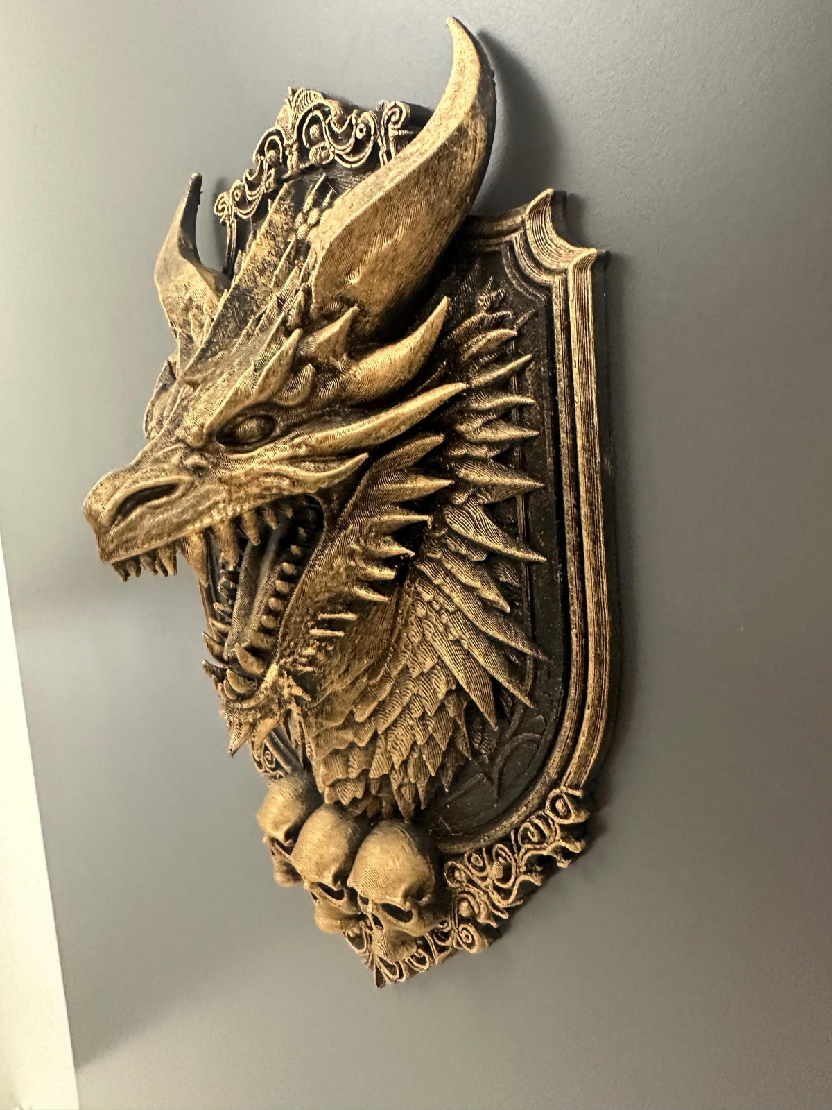 Gothic Dragon Wall Plaque Skull Decor