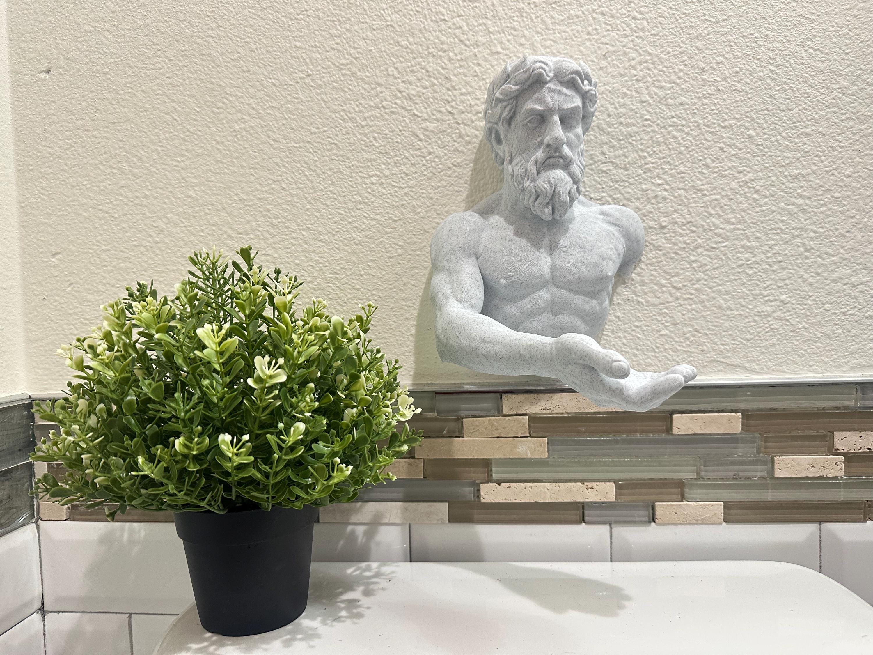 Greek God Hand Towel Holder Wall Sculpture - Classical Roman Statue Bathroom Decor - Greek Mythology Wall Art