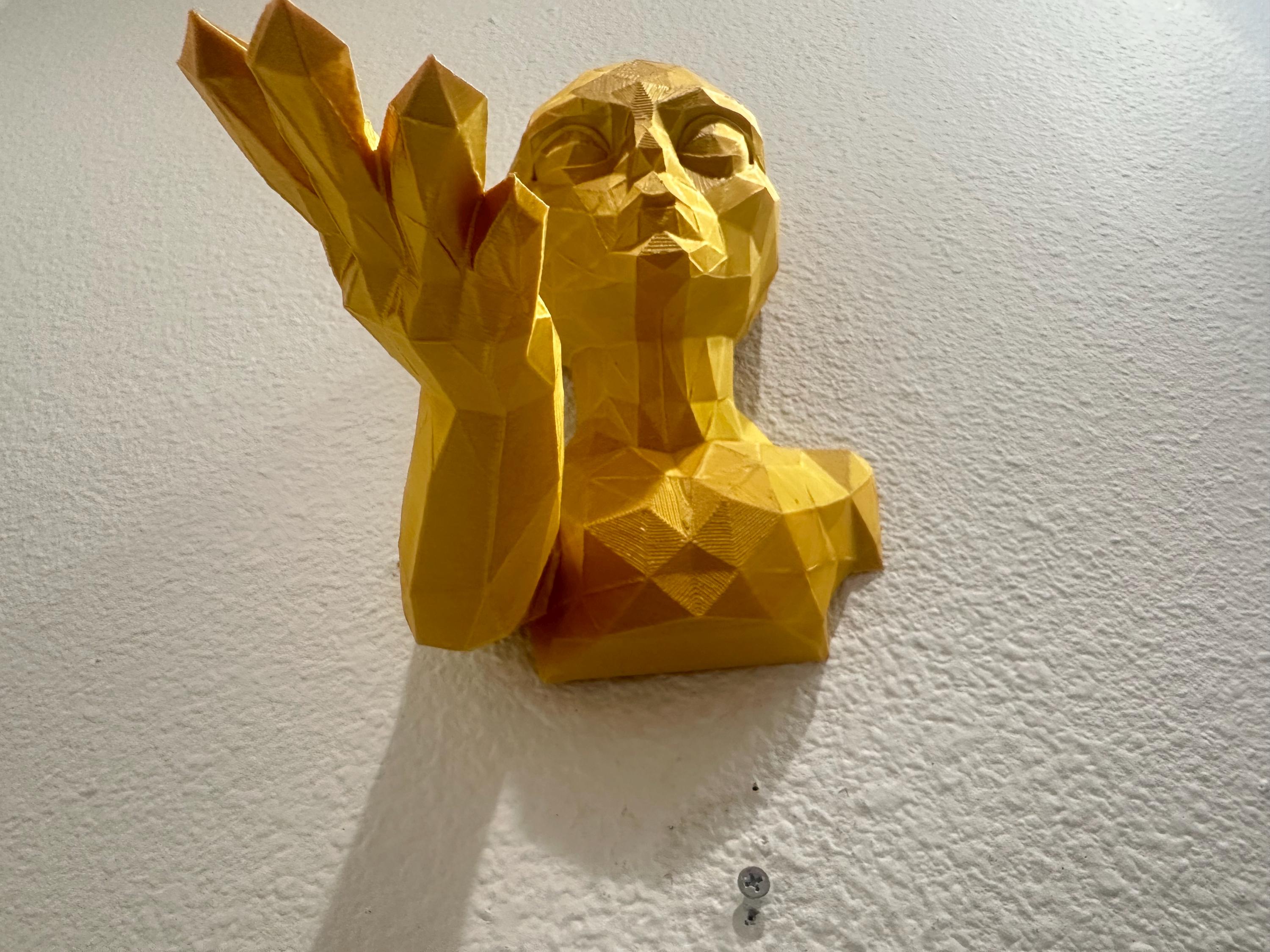 Low Poly Alien Hand Towel Holder - 3d Wall Sculpture - Futuristic Bathroom Decor - Gold Geometric Alien Art 9x7x6