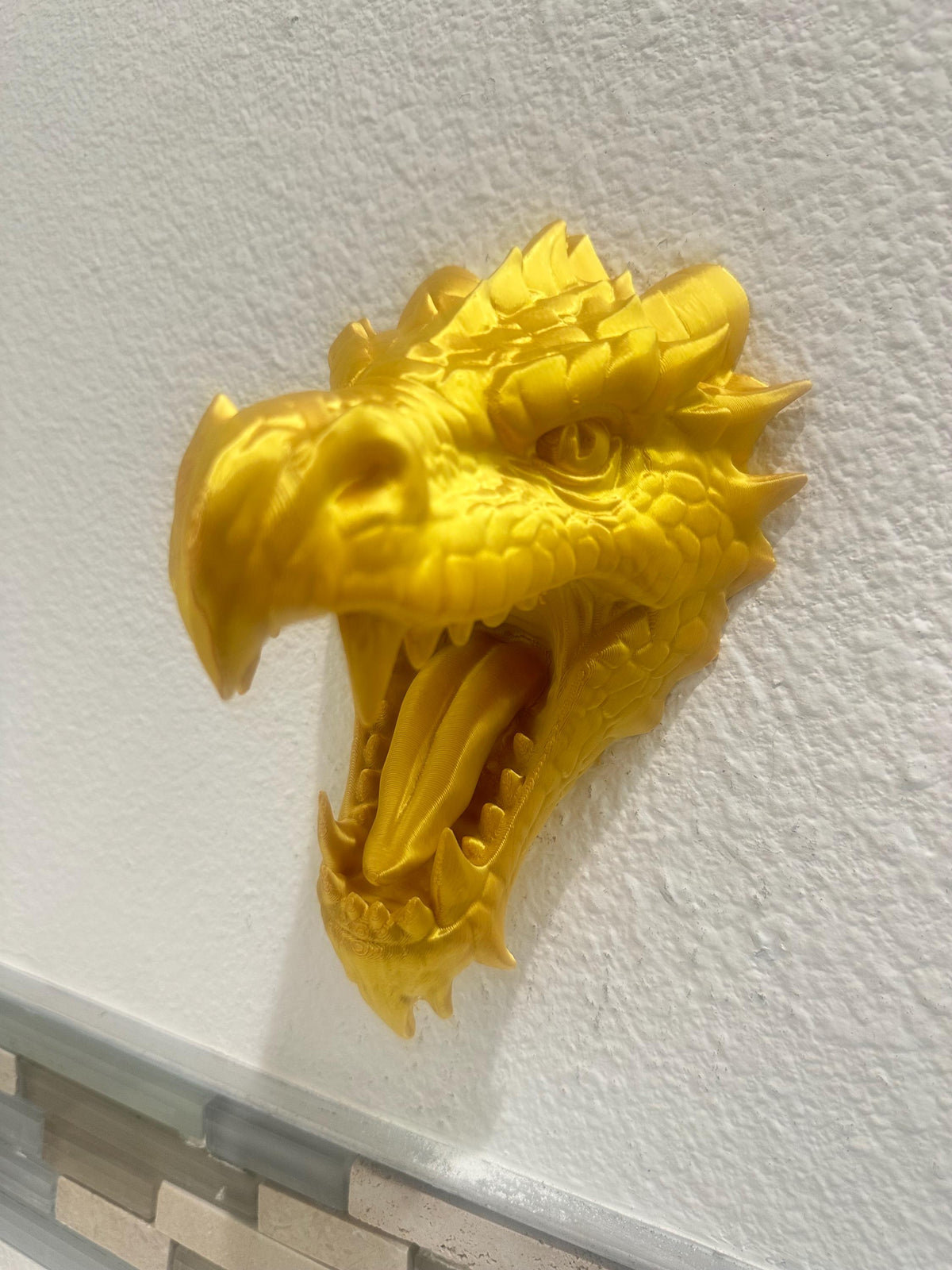 Fantasy Dragon Wall Sculpture — Gold Finish
