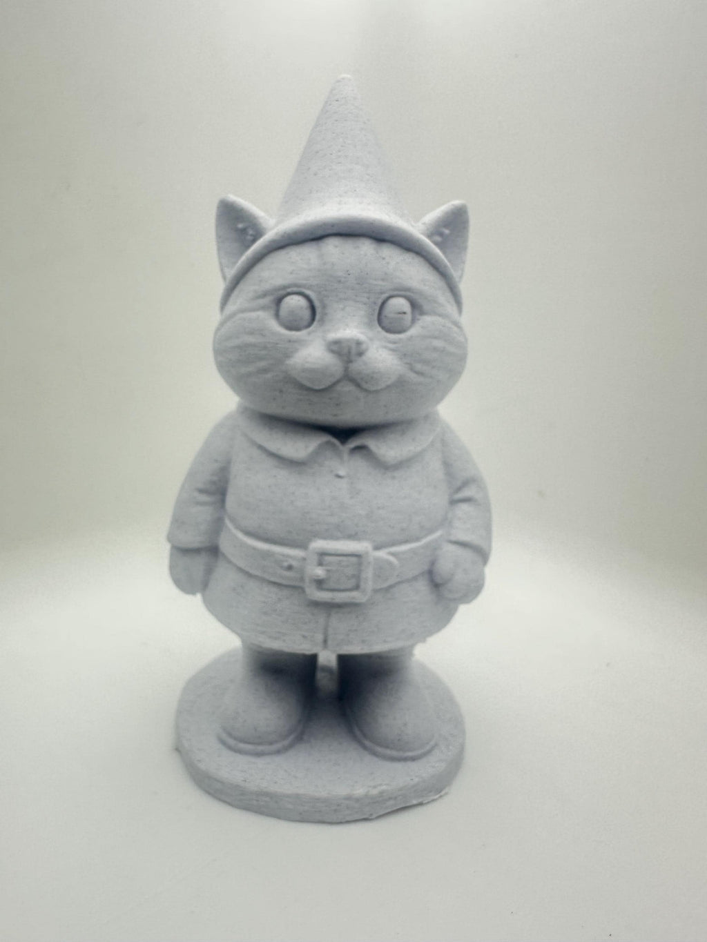 Cat Garden Gnome Figurine - 6” Statue - Whimsical Cat Lover Gift - Unpainted Cute Home Desk Decor Figure