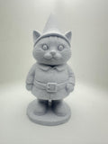 Cat Garden Gnome Figurine - 6” Statue - Whimsical Cat Lover Gift - Unpainted Cute Home Desk Decor Figure