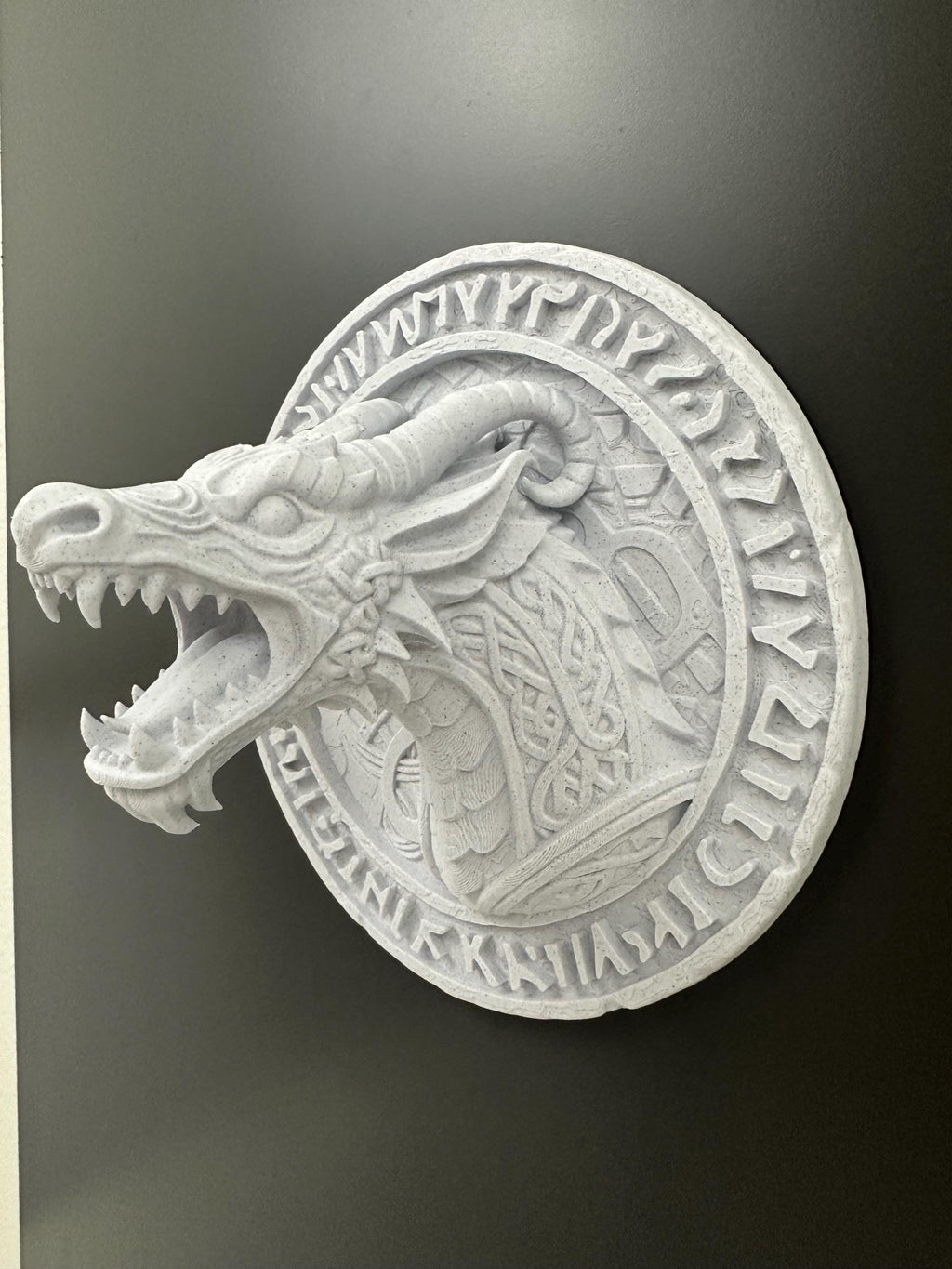 Viking Dragon Wall Plaque - Norse Dragon Runestone - Nordic Dragon Wall Art - Norse Mythology Decor - Medieval Fantasy Dragon Sculpture