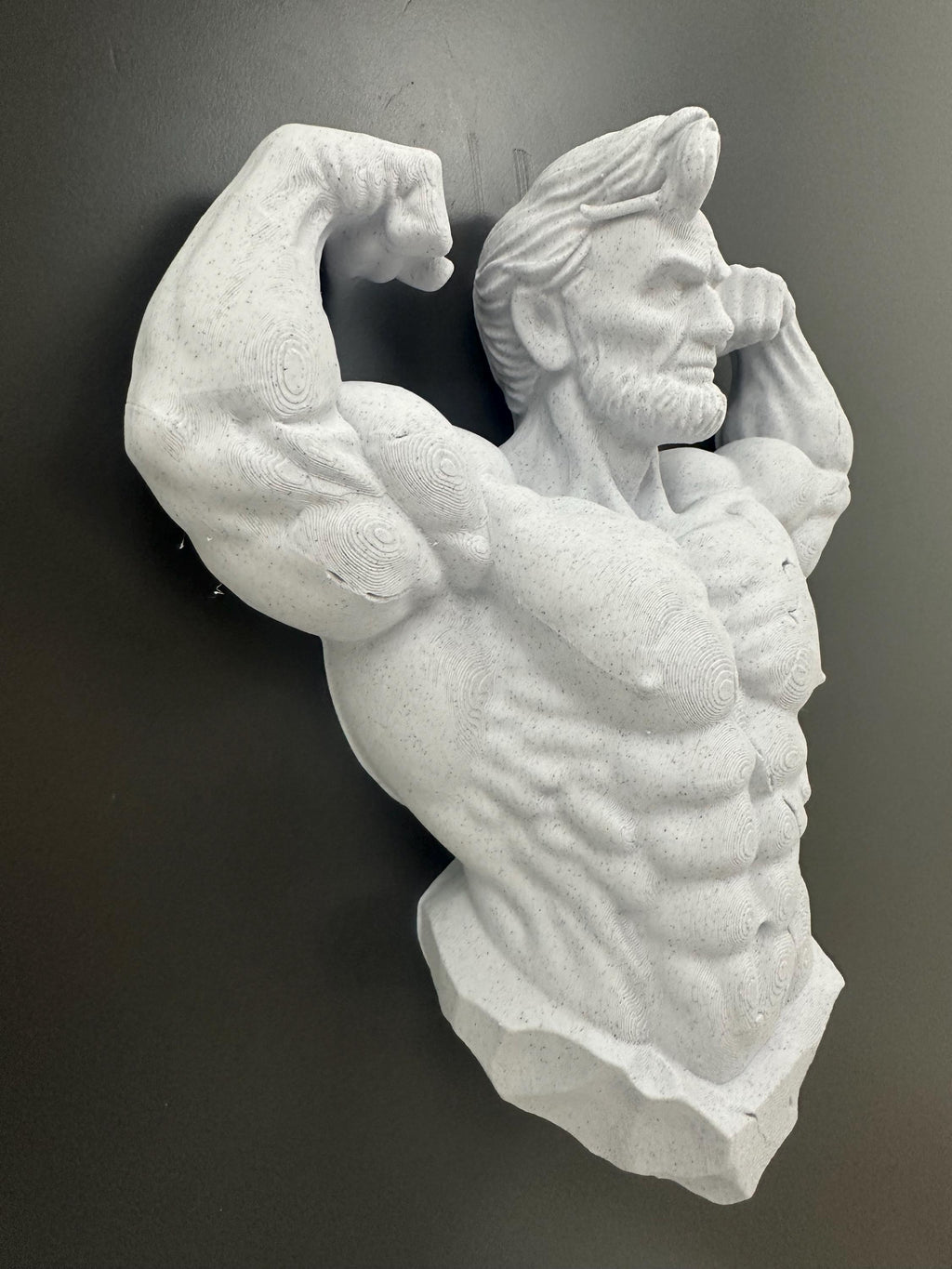 Muscular Abraham Lincoln Wall Sculpture, Funny Lincoln Bust Wall Mount, Gym Lincoln Statue, Historical Humor Decor - Honest Abe Stone Style