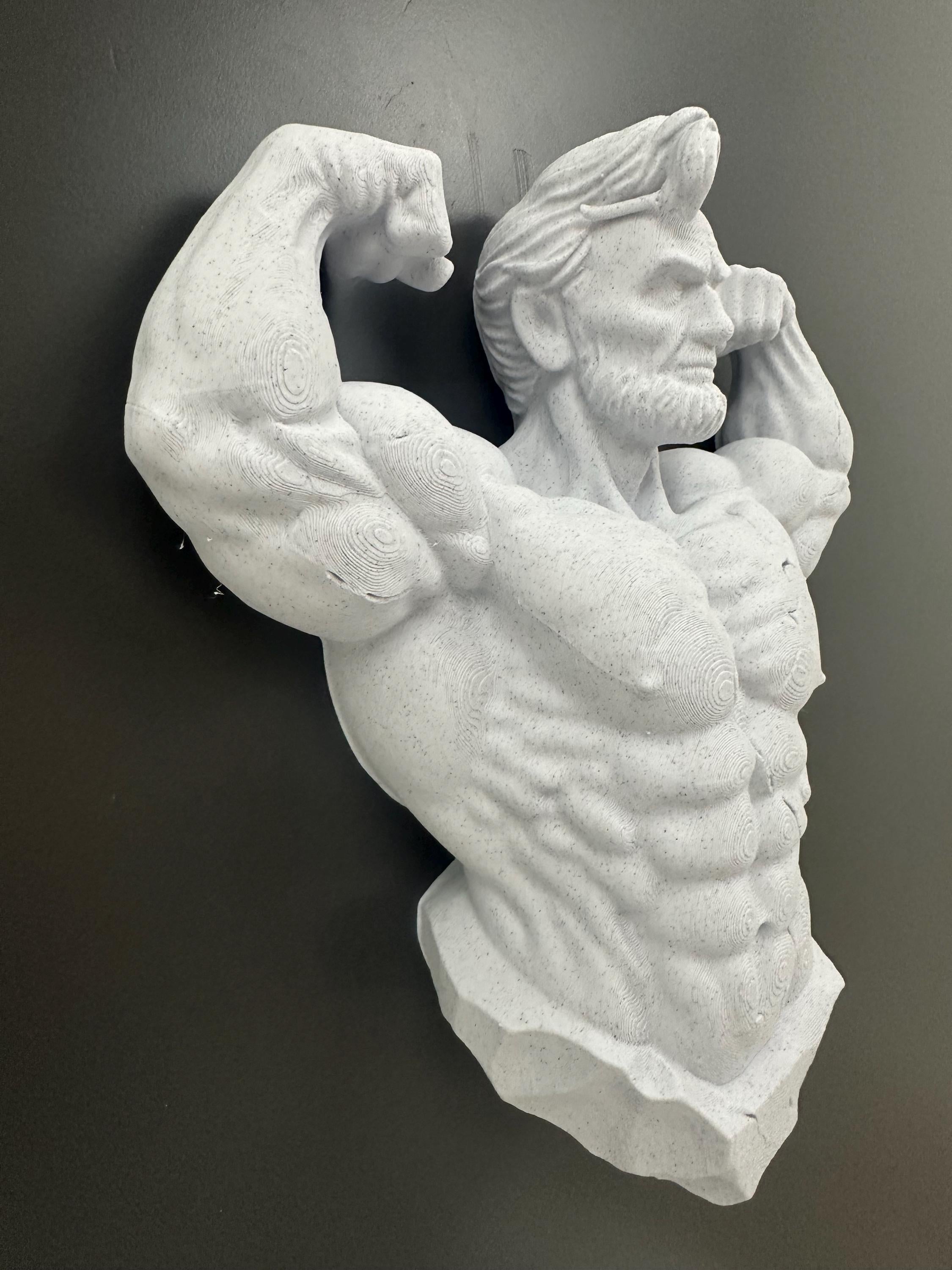 Muscular Abraham Lincoln Wall Sculpture, Funny Lincoln Bust Wall Mount, Gym Lincoln Statue, Historical Humor Decor - Honest Abe Stone Style