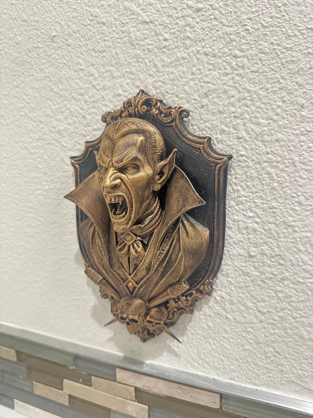 Gothic Vampire Head Wall Plaque