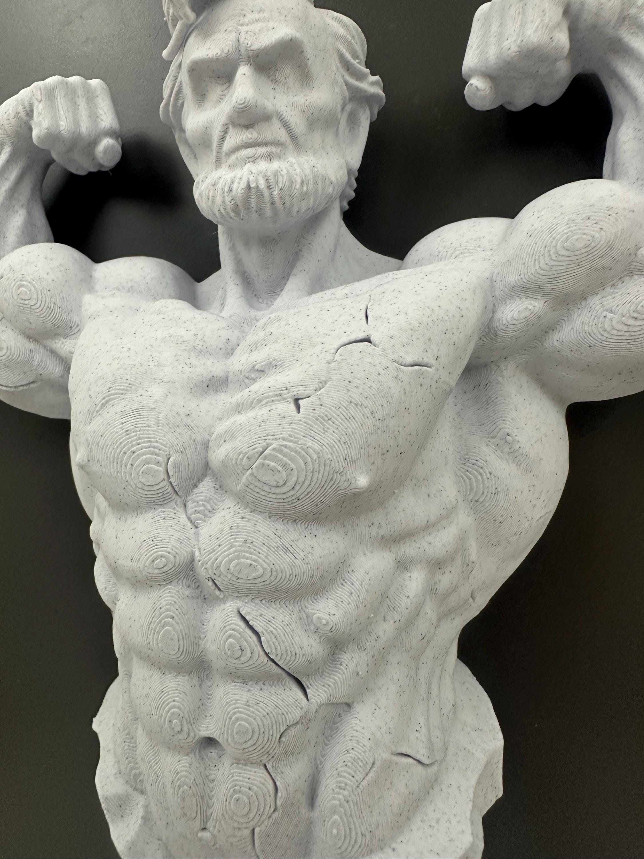 Muscular Abraham Lincoln Wall Sculpture, Funny Lincoln Bust Wall Mount, Gym Lincoln Statue, Historical Humor Decor - Honest Abe Stone Style