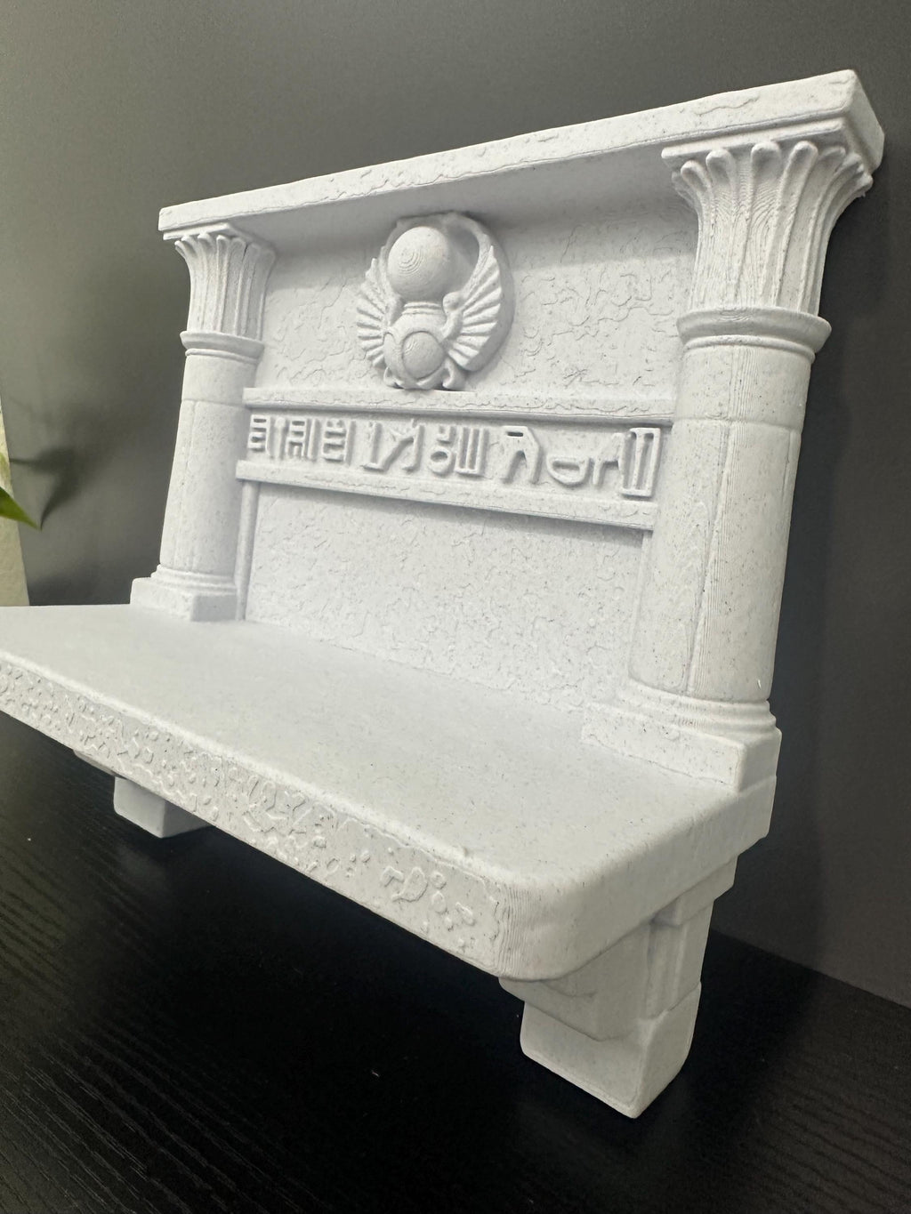 Egyptian Scarab Wall Shelf - Anxient Heiroglyph Stone Style Decor - Pharaoh Temple Display Shelf 9x9x4”