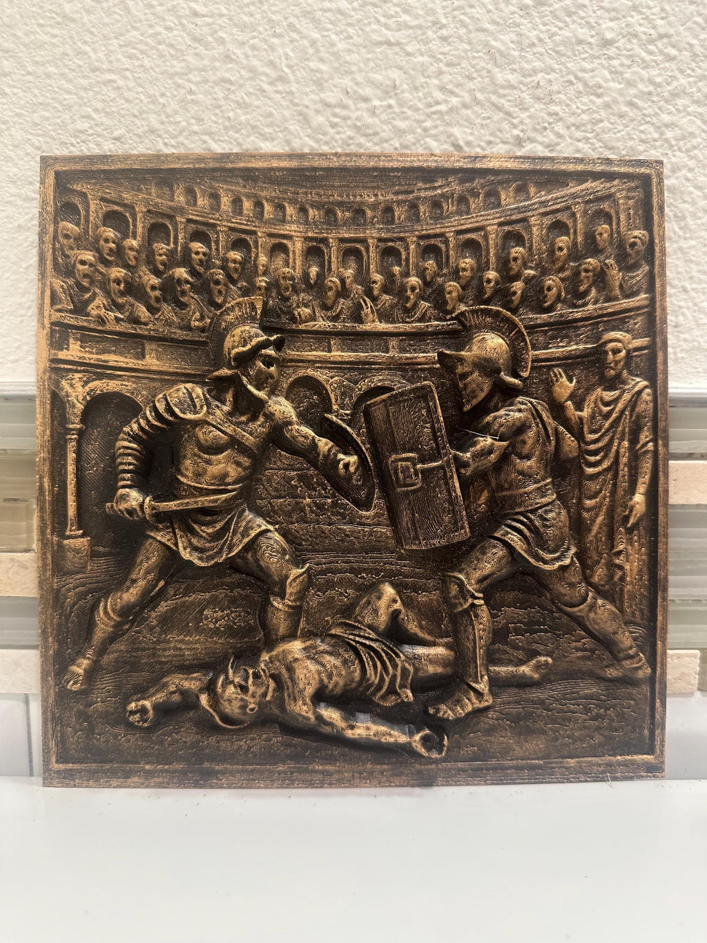Gladiator Roman Colosseum 8” 3d Wall Art Plaque Home Decor Sculpture