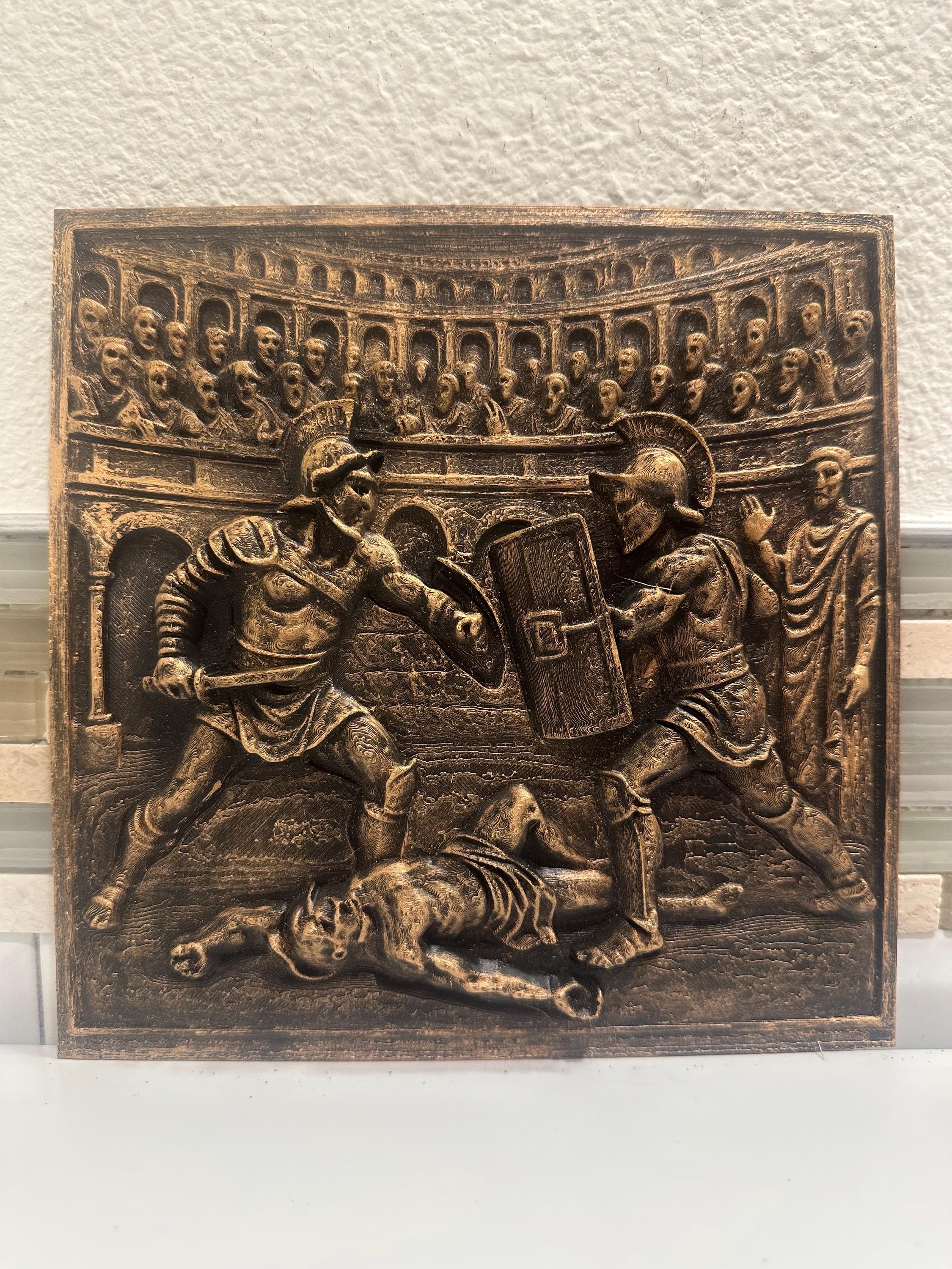 Gladiator Roman Colosseum 8” 3d Wall Art Plaque Home Decor Sculpture