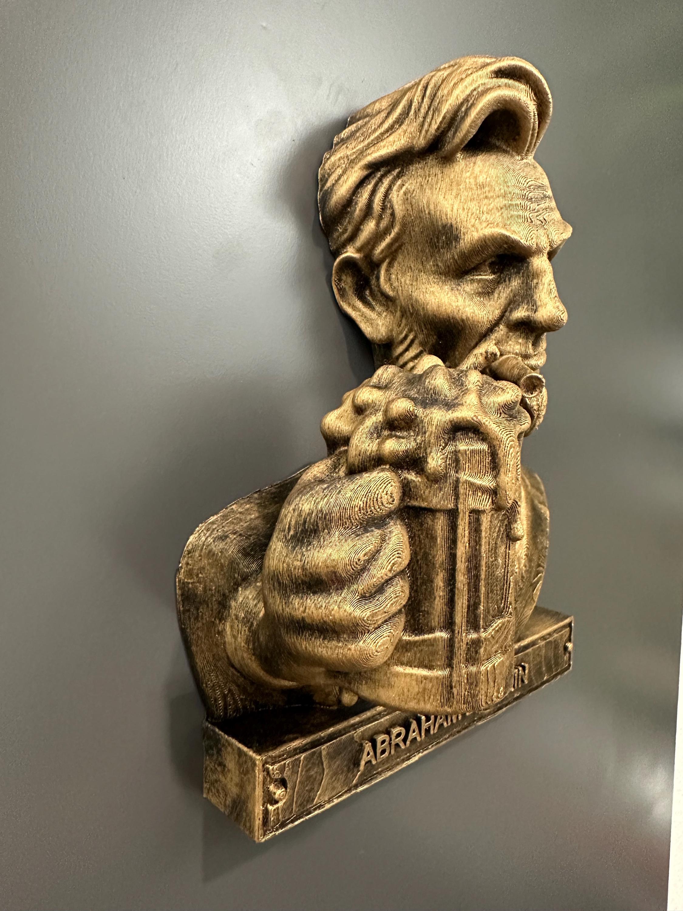 Abraham Drinkin Wall Decor - Funny Abe Lincoln Bar Art - Rustic Beer Wall Plaque - Man Cave Decor - Bar Wall Sculpture 9x7x3”