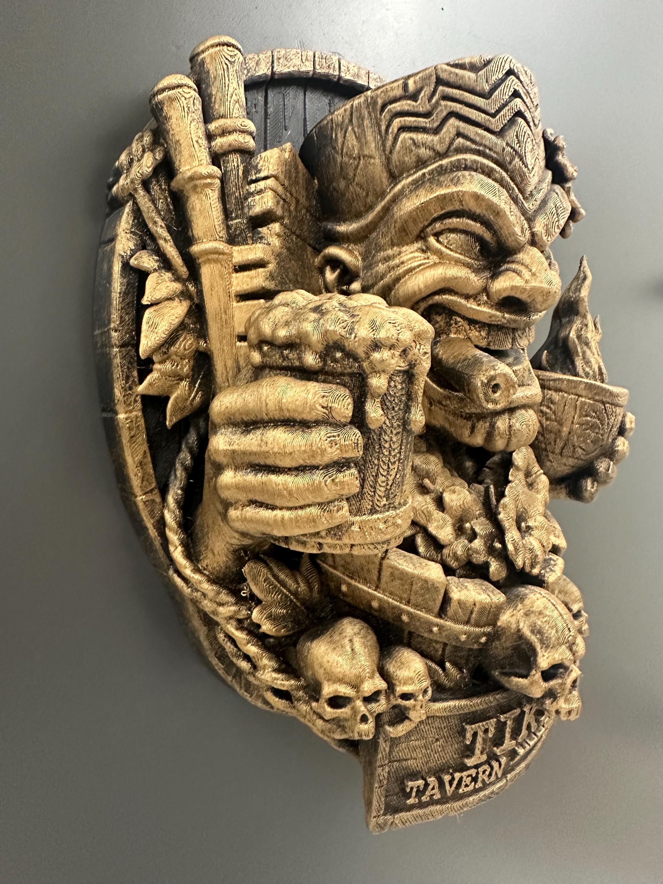 Tiki Tavern Keeper Wall Sculpture, Hand Painted Tiki Bar Decor, Hawaiian Luau Wall Art, Home Bar Sign, Man Cave Gift, Tropical Wall Hanging