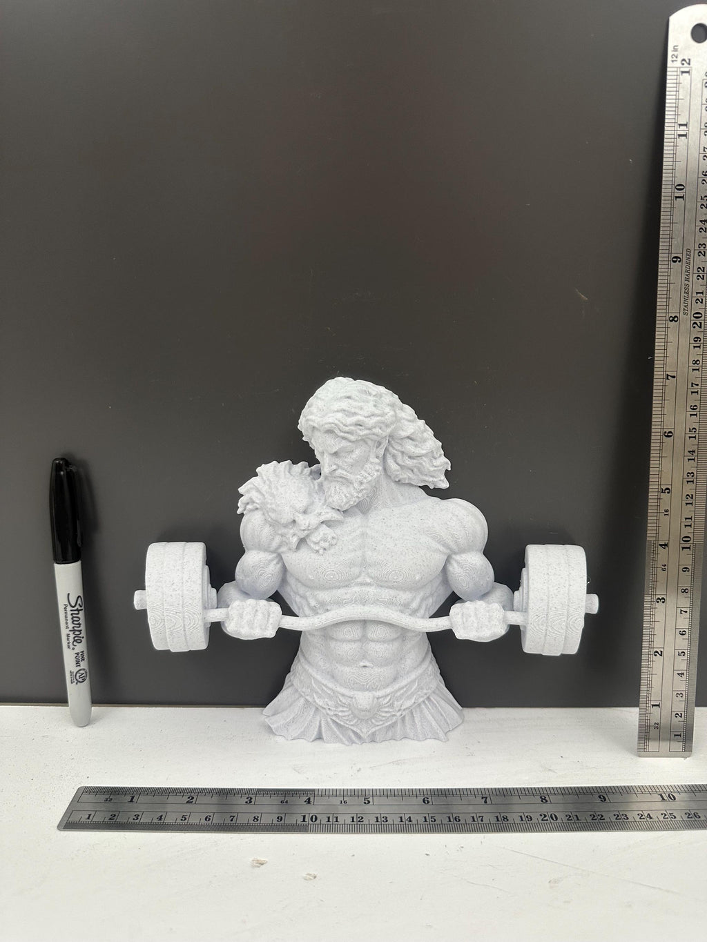 Hercules Barbell Wall Decor - Greek God Gym Wall Art - Bodybuilding Fitness Sculpture - Strongman Workout Decor