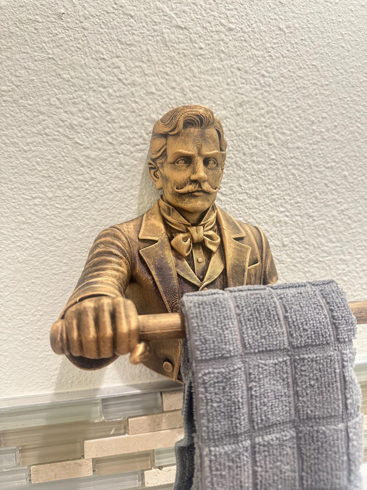 Victorian Gentleman Hand Towel Holder Wall Mount