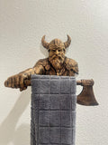 Viking Hand Towel Holder - Norse Warrior Axe Wall Decor - Rustic Bathroom Towel Bar - Medieval Wall Art - Hand Painted Wall Mount Home Decor