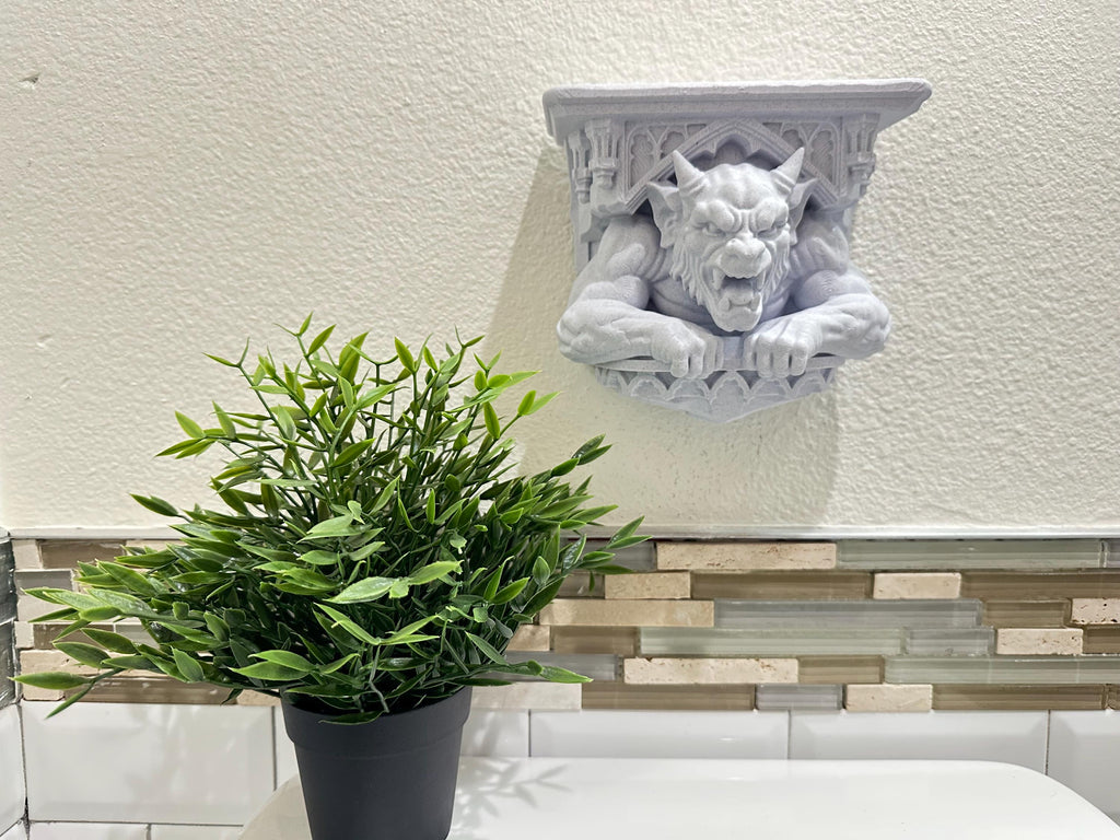 Gothic Bell Tower Gargoyle Wall Shelf - Medieval Cathedral Gargoyle Decor - Dark Academia Wall Art - 7x7x4 Medieval Sculpture