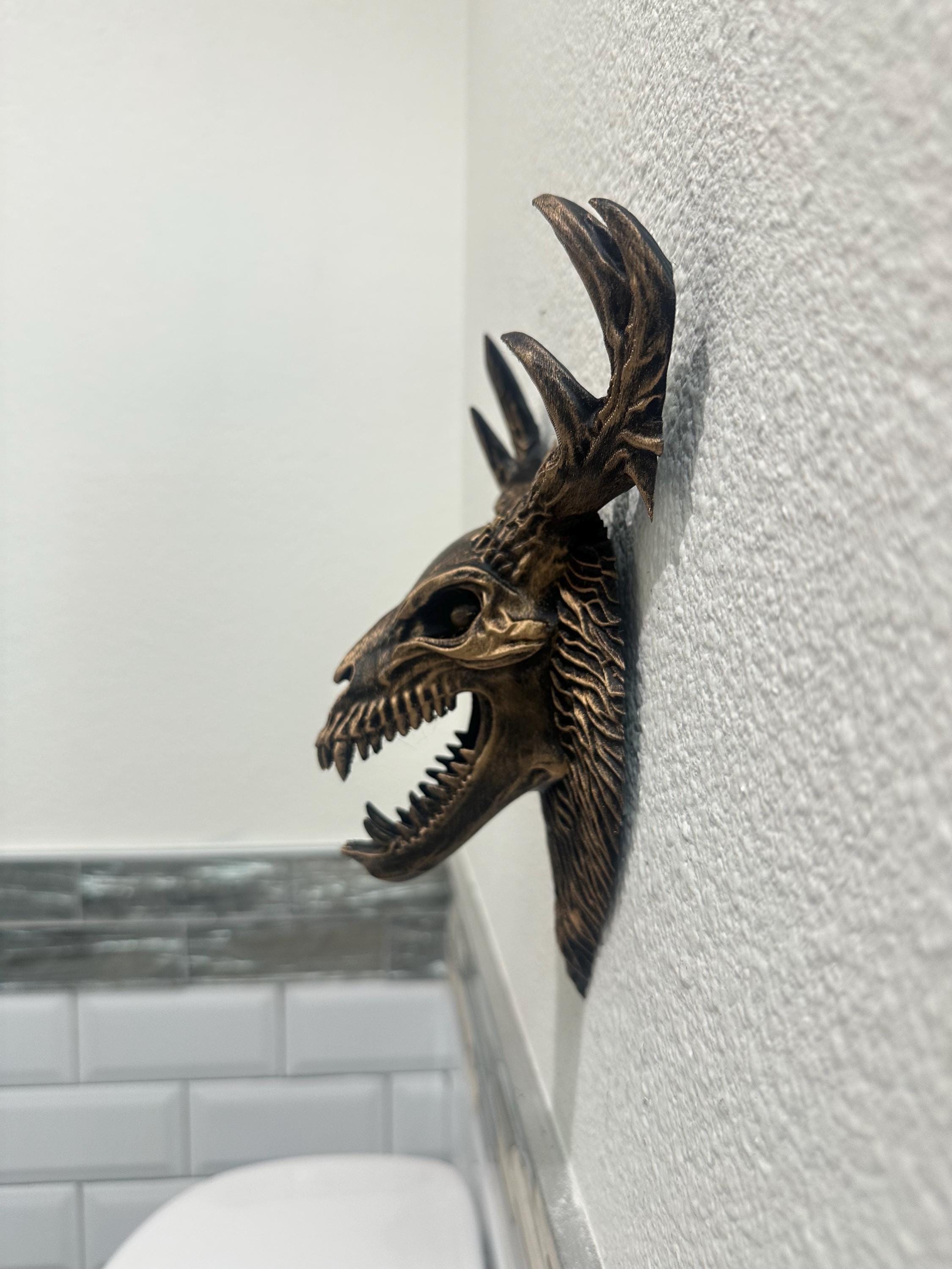 Skull Wall Decor - Gothic Wall Mount - Dark Academia Decor - Wendigo Skull - Horror Home Decor - Cryptid Wall Art