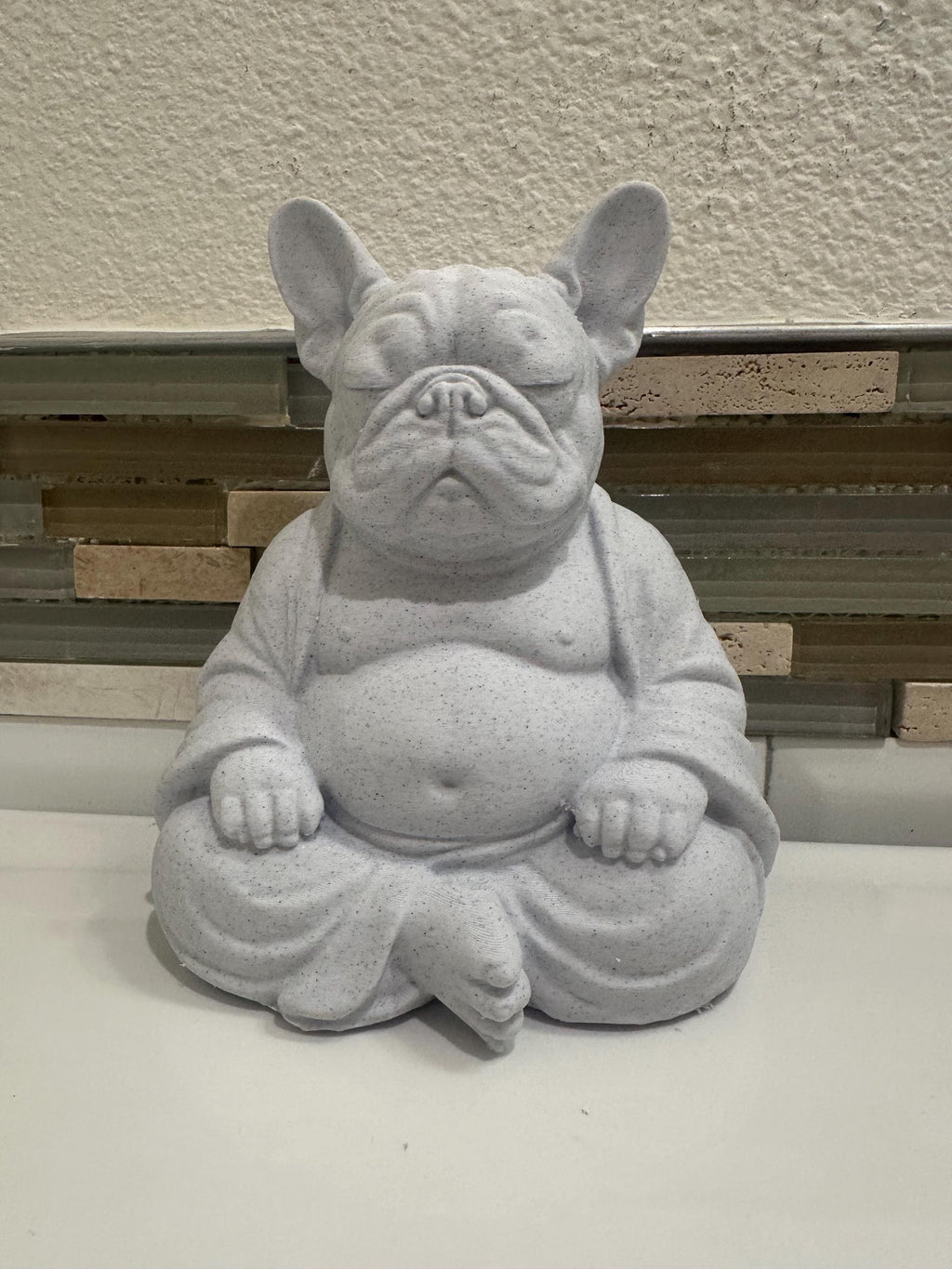 Lucky French Bulldog Buddha Statue 6” Figurine - Zen Decor Prosperity Good Luck Collectible Gift Garden Home Desk Decor 3d
