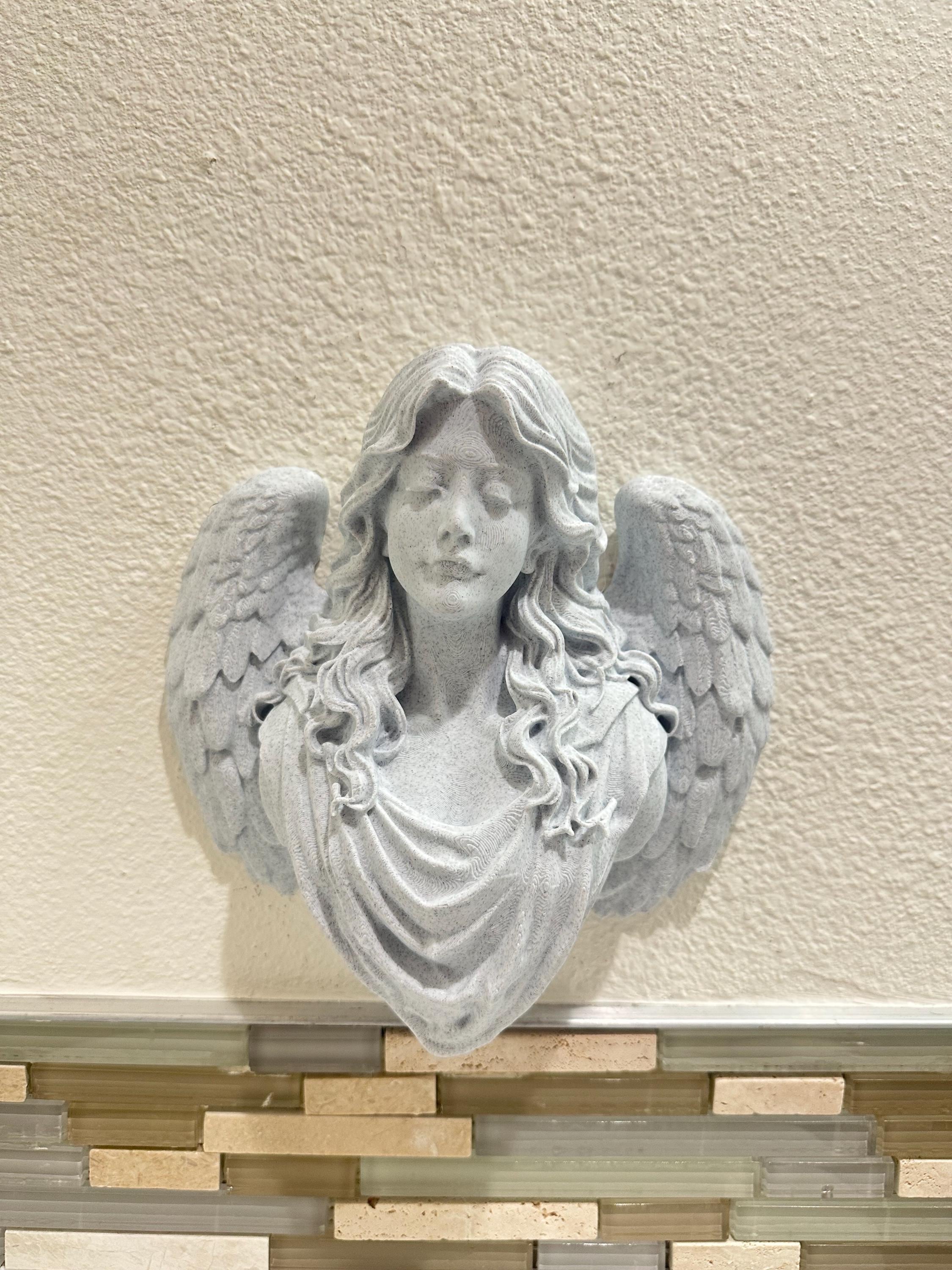 Angel Wall Mount Bust - Memorial Angel Wall Decor - Classical Angel Sculpture 9x9x3 - Religious Spiritual Guardian Home Decor