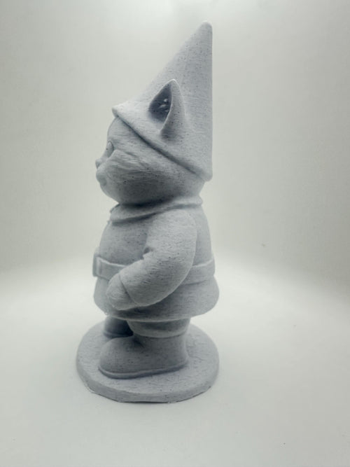 Cat Garden Gnome Figurine - 6” Statue - Whimsical Cat Lover Gift - Unpainted Cute Home Desk Decor Figure