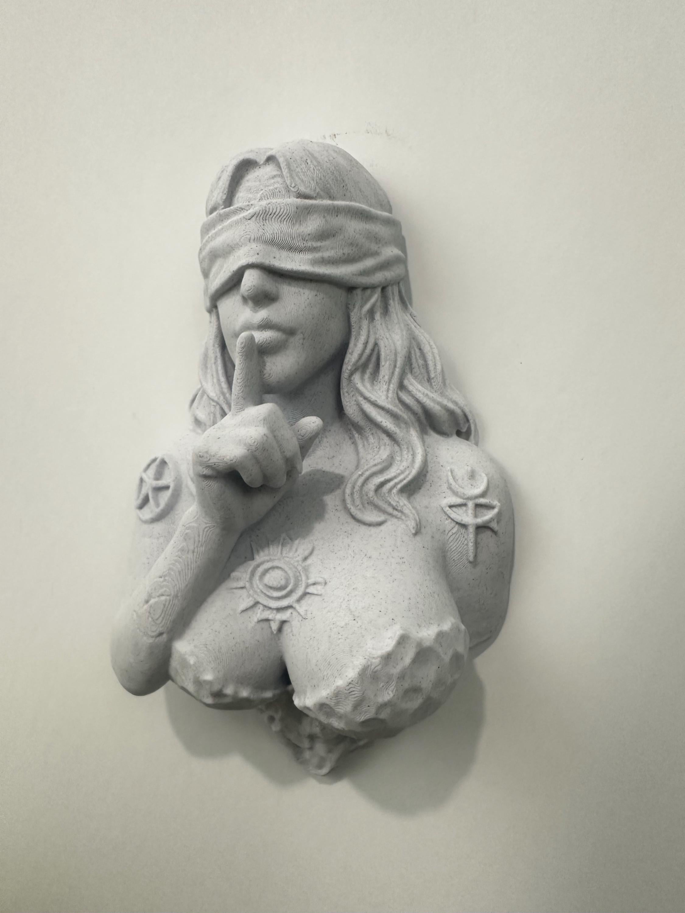 Blindfolded Oracle Wall Sculpture - Gothic Mythology Decor - Mystic Woman Bust Art - Occult Wall Hanging - Dark Fantasy Home Decor 9x6x3